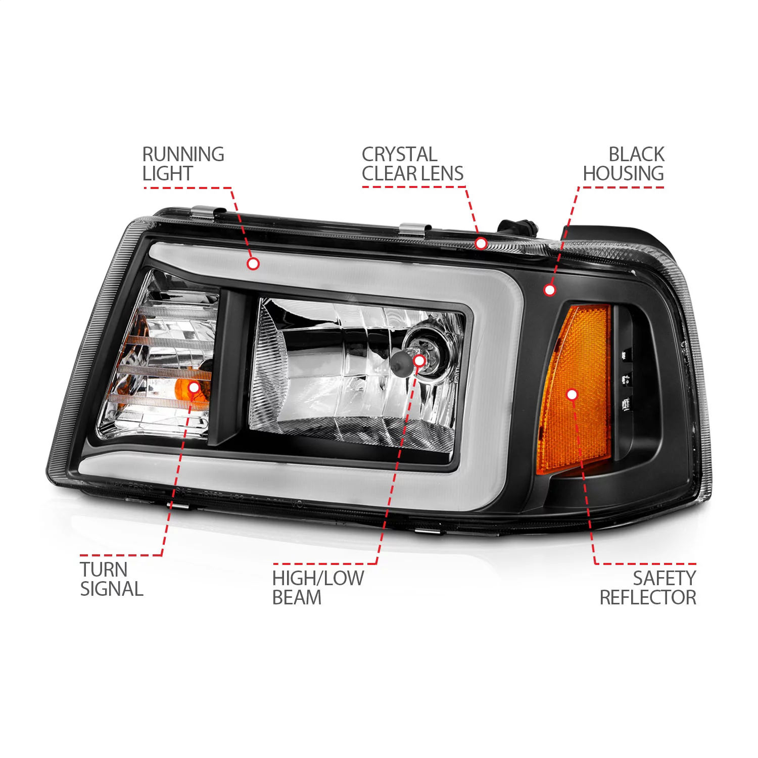 ANZO USA 111511 Crystal Headlight Fits select: 2001-2011 FORD RANGER
