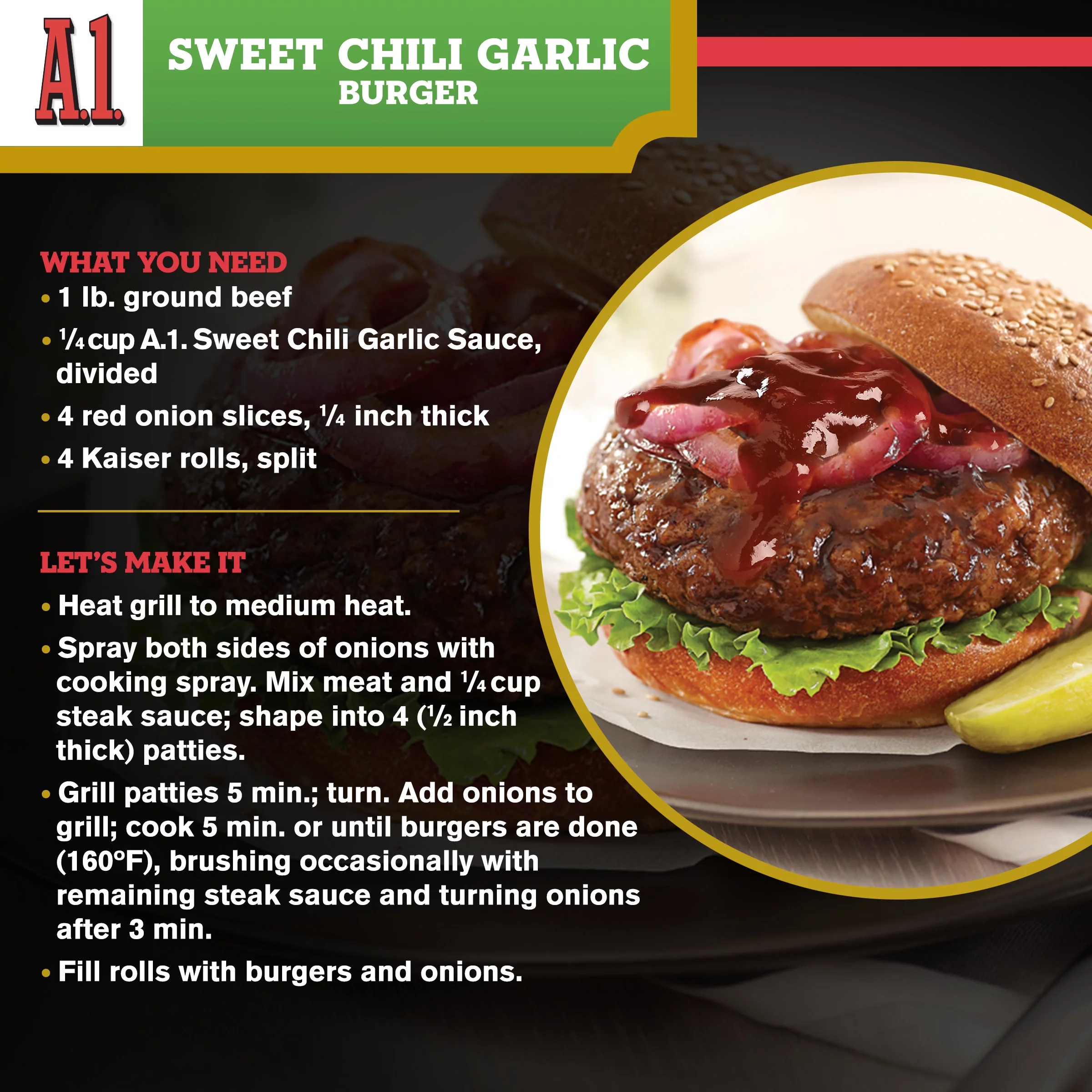 A.1. Sweet Chili Garlic Sauce, 10 oz. Bottle