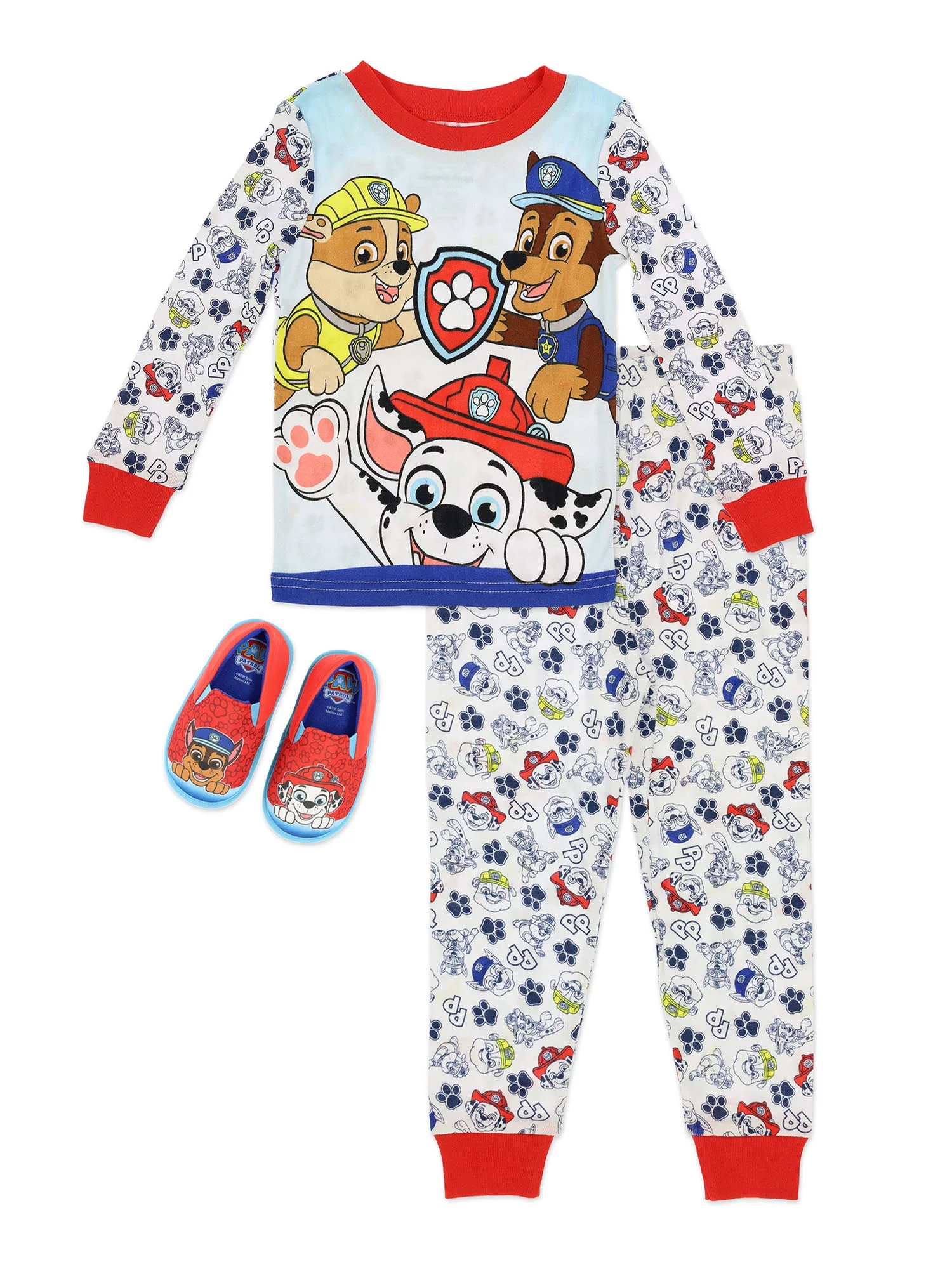 Paw Patrol Boys 2 Pc Pajama Set with Slippers, Sizes 4-8