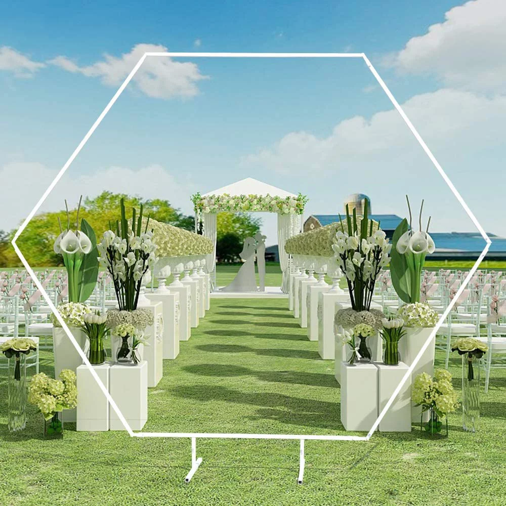 ANQIDI 6.56Ft White Romantic Hexagon Metal Arch Backdrop Stand Party Wedding Events Floral Balloon DIY Decoration