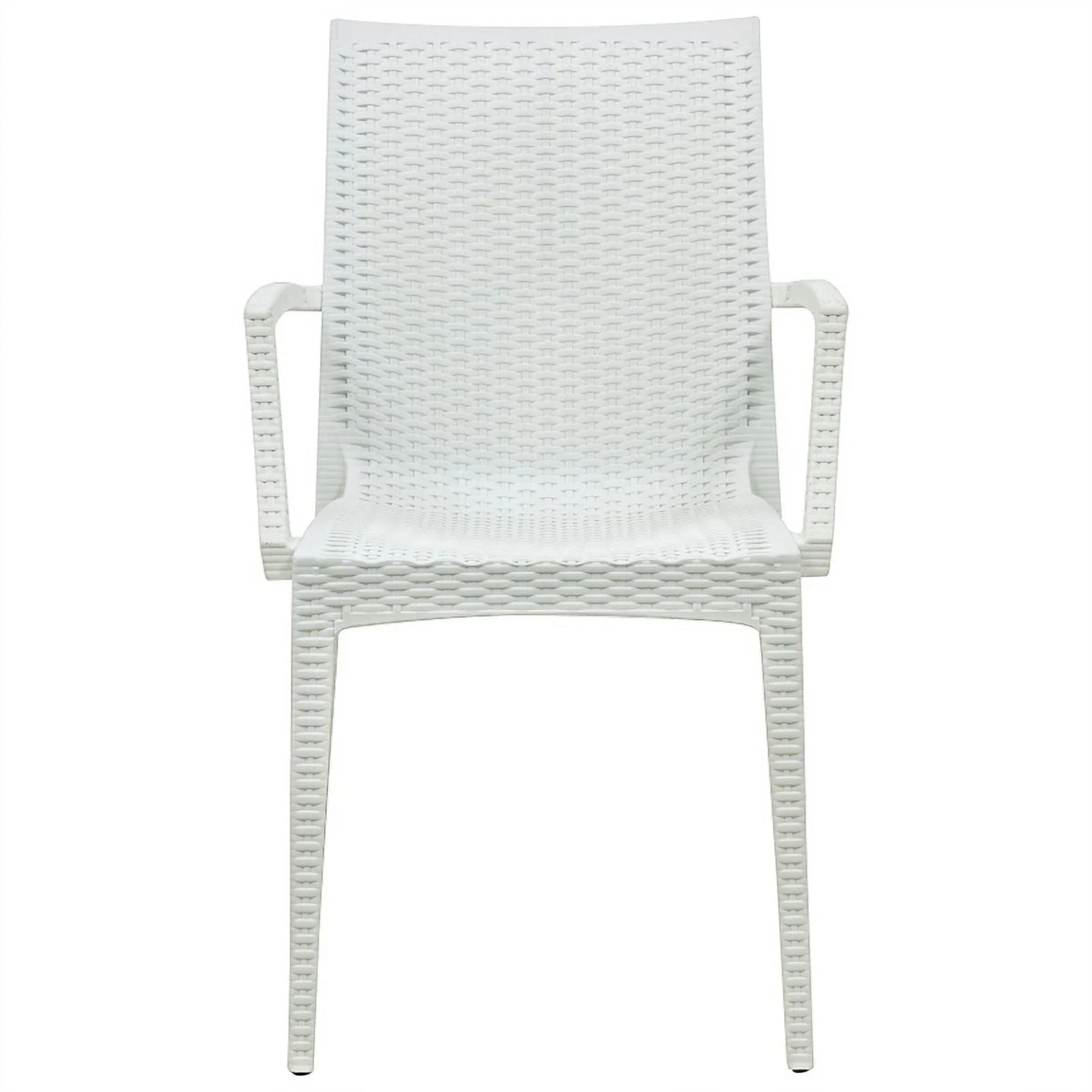 Afuera Living Modern Weave Indoor Outdoor Dining Armchair in White