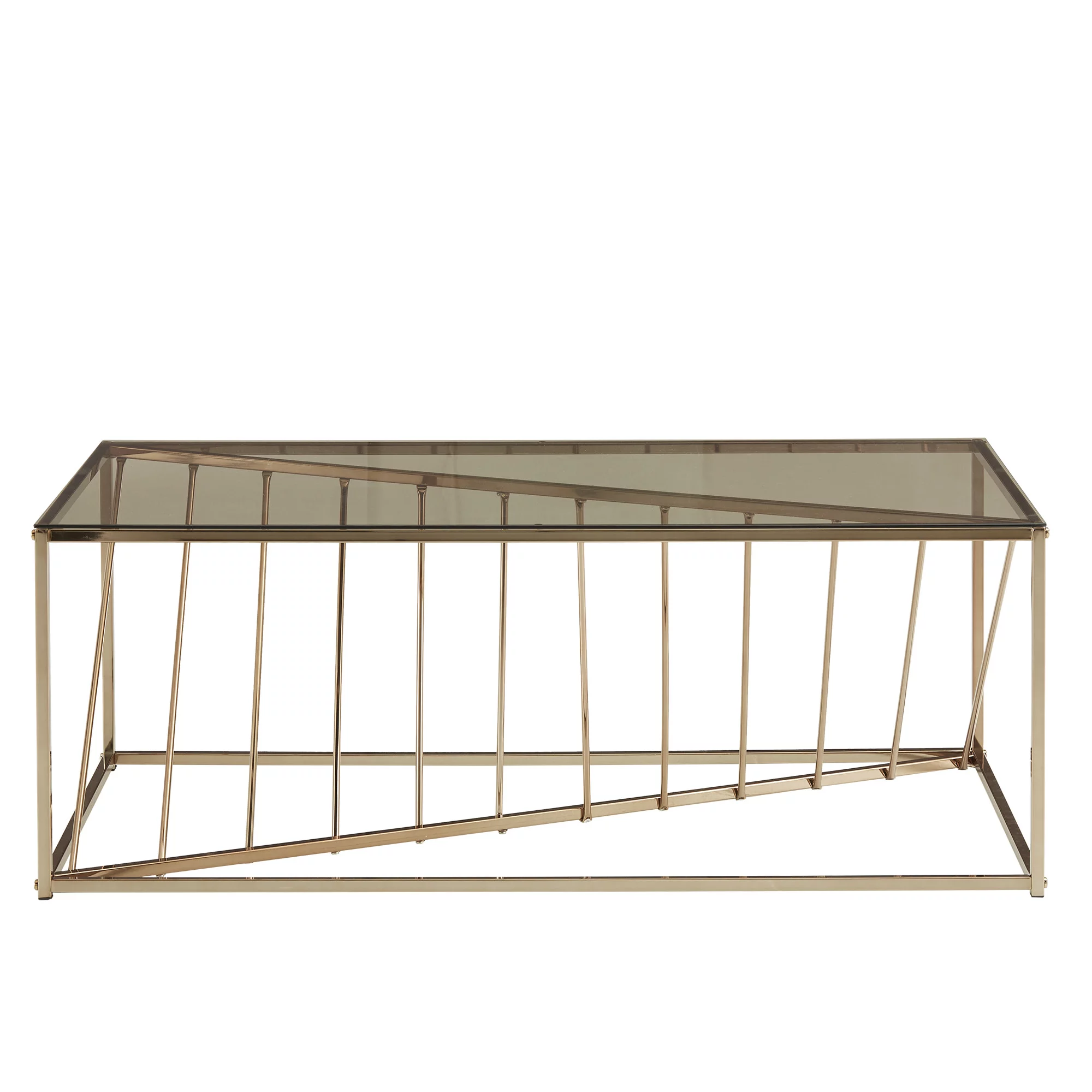 Weston Home Anna Rectangular Metal and Glass Top Coffee Table, Champagne Gold