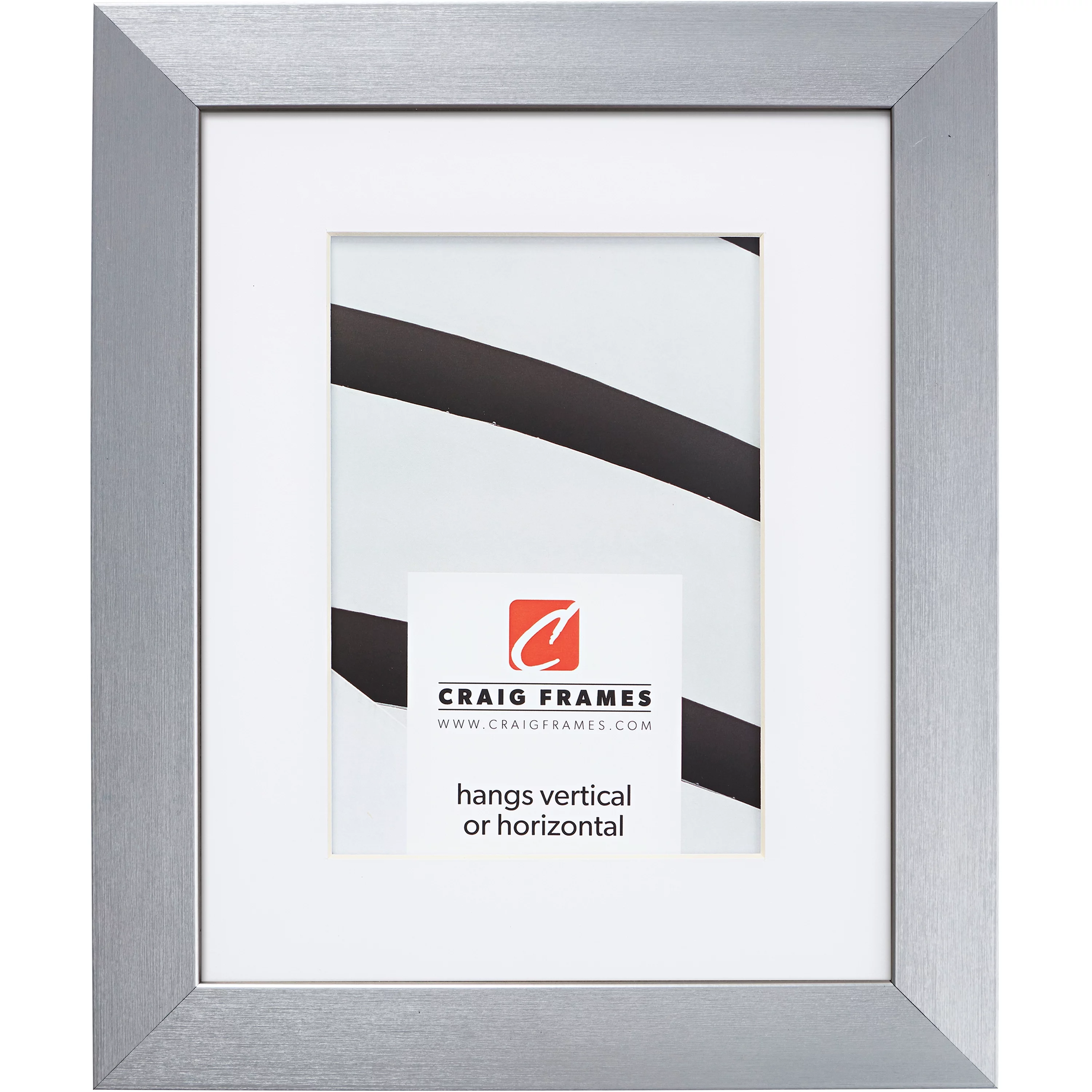 Craig Frames Modern Aesthetics 125, 24x32 inch Picture Frame Matted for a 20x28 Photo, Silver