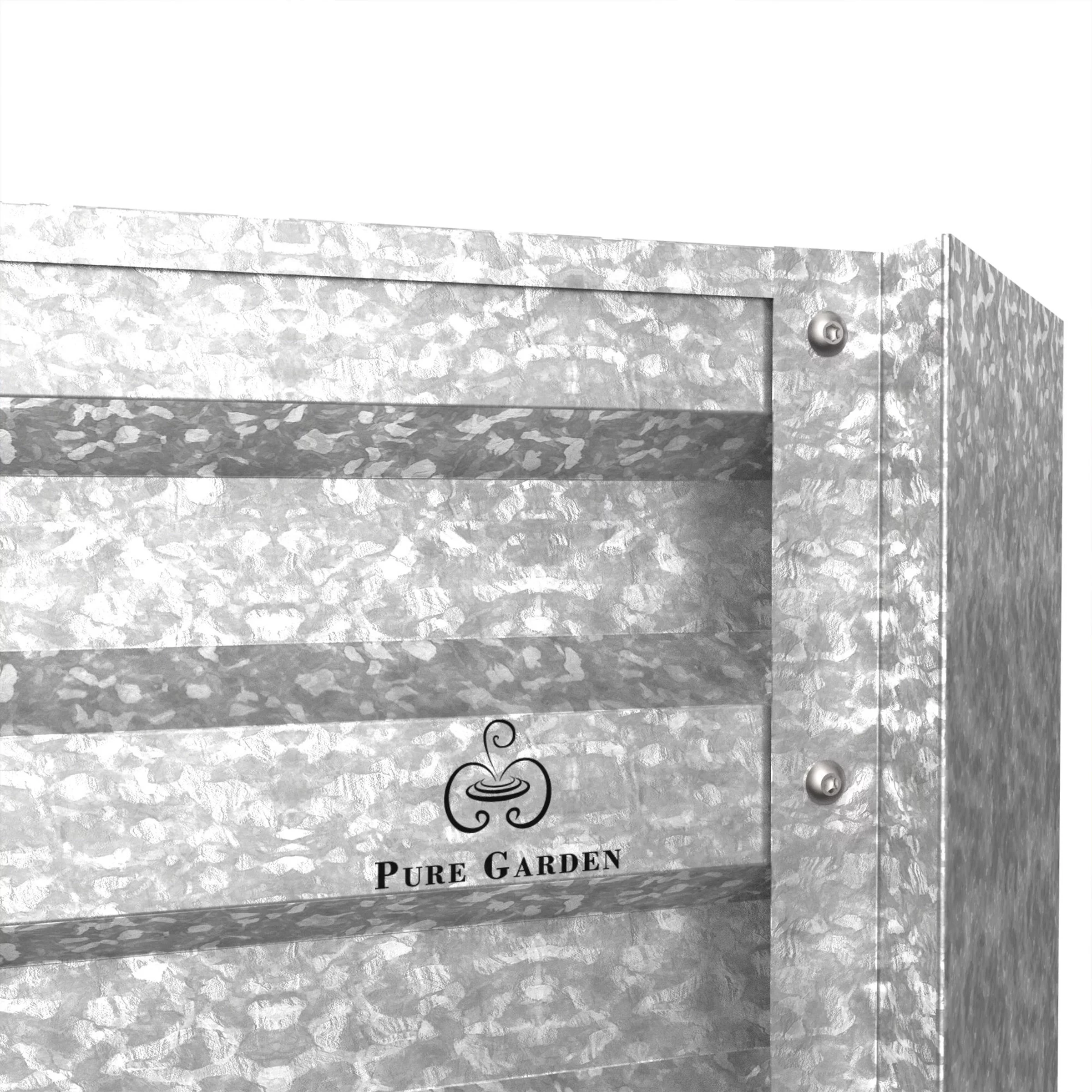 Pure Garden Galvanized Iron Raised Garden Bed and Plant Holder Kit 23.5