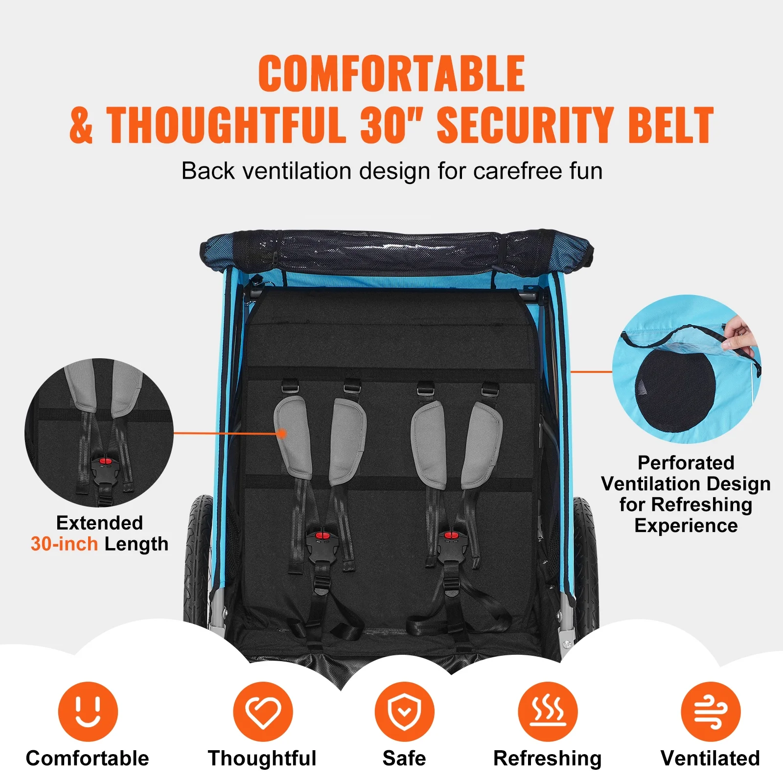 SKYSHALO 2Seater Trailer 110 lbs Child Bike Trailer Foldable Double Kids Carrier