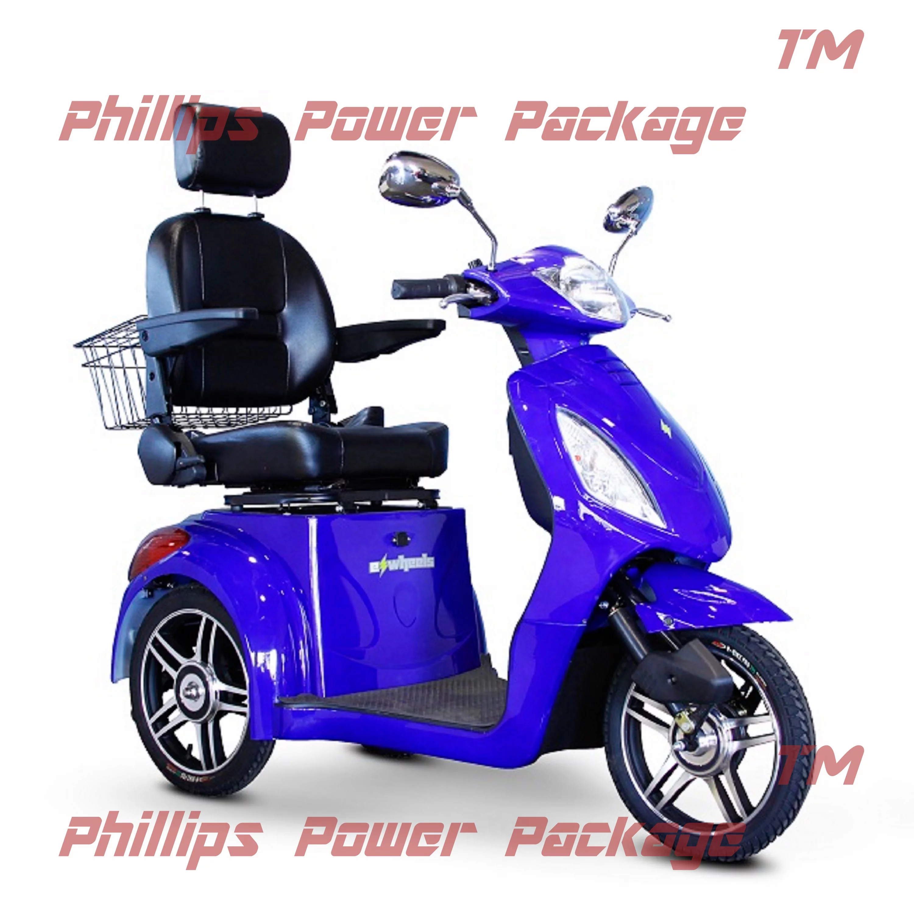 E-Wheels - EW-36 Full-Sized Scooter - 3-Wheel - Blue - PHILLIPS POWER PACKAGE TM - $500 VALUE