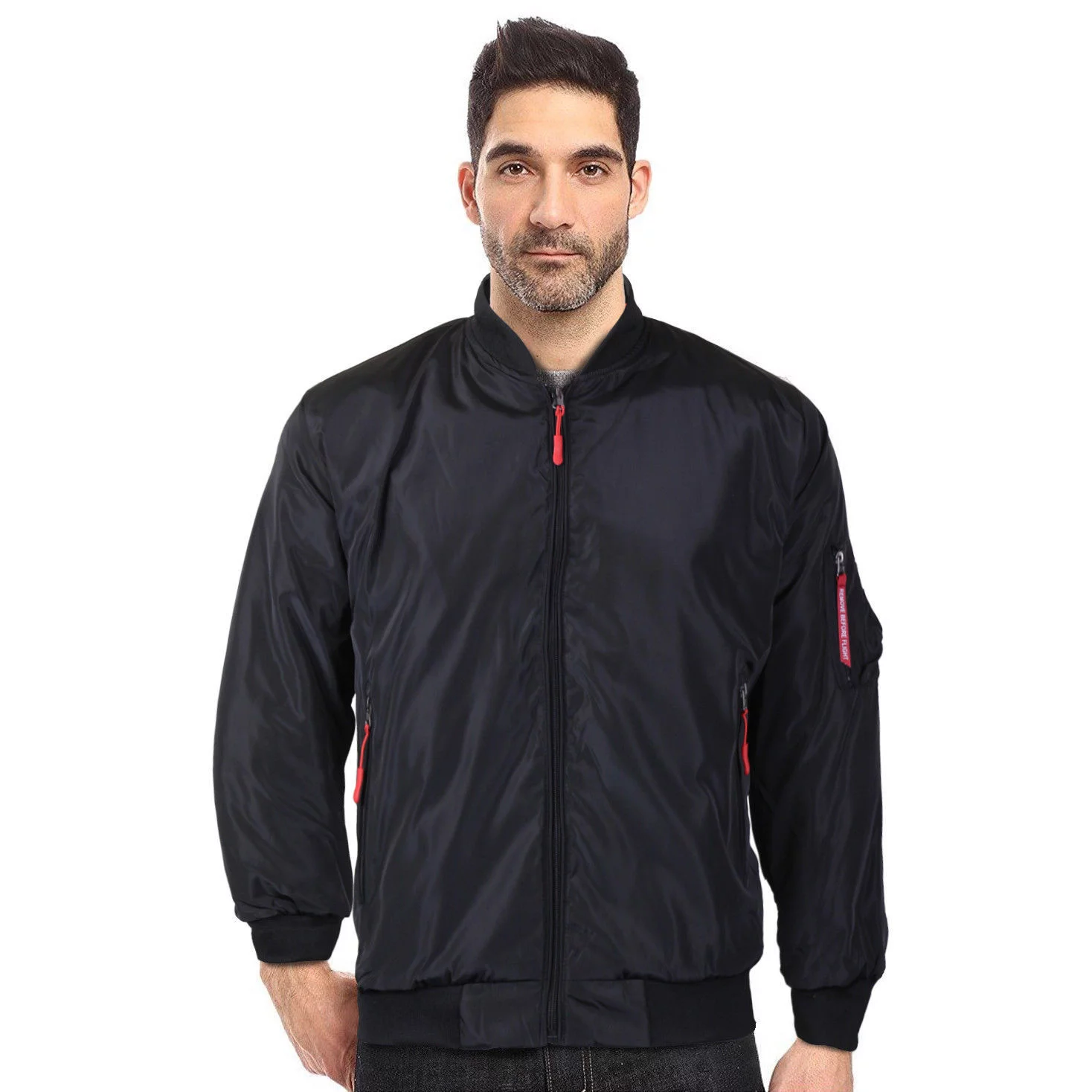 Maximos Men's Lightweight Water Resistant Reversible Flight Bomber Jacket MIKE (Black,S)