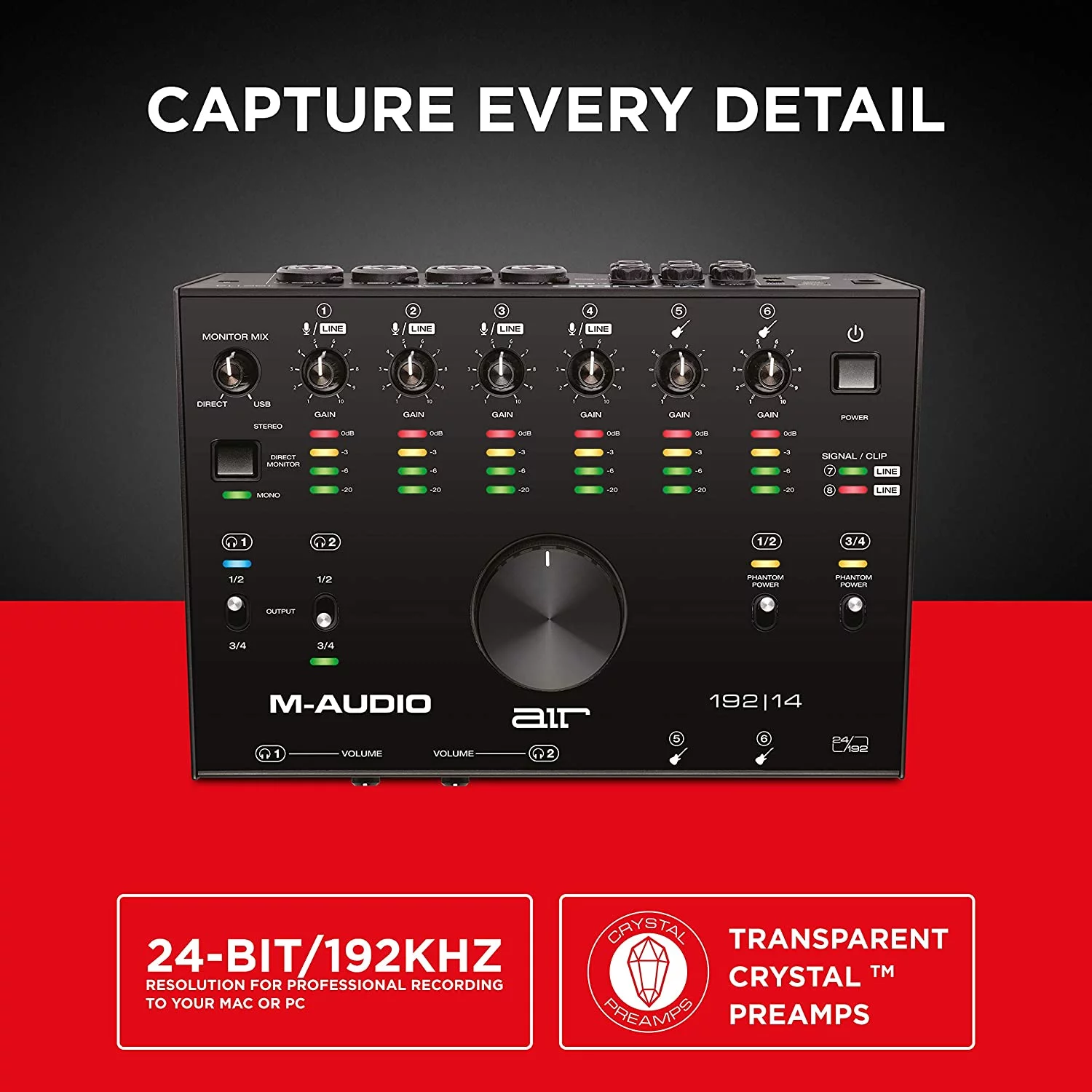M-Audio AIR 192|14 - 8-In 4-Out USB Audio / MIDI Interface with Recording Software from Pro-Tools & Ableton Live, Plus Studio-Grade FX & Instruments