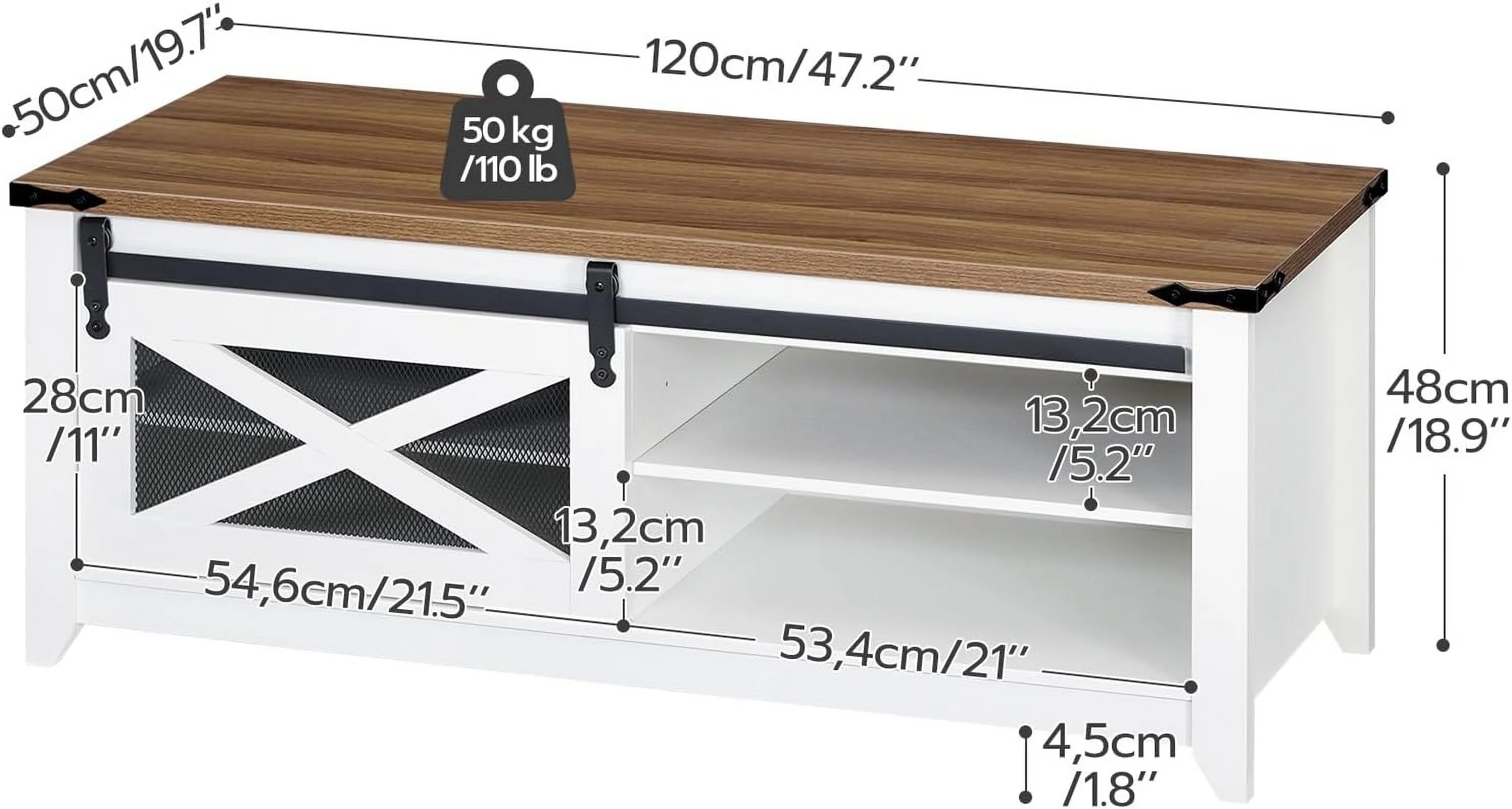White Farmhouse Coffee Table, 47