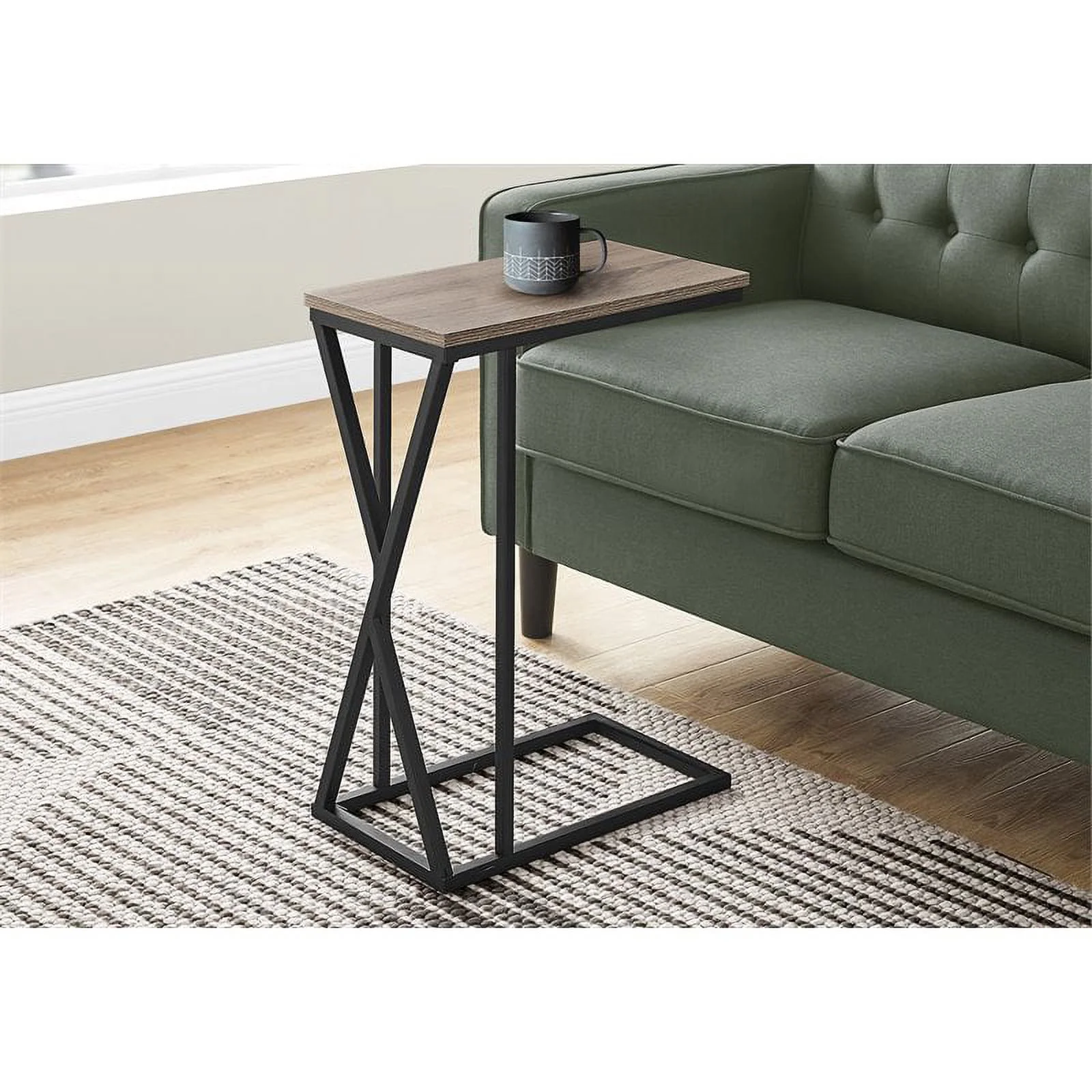 Bowery Hill Accent Table C-shaped End Side Snack Living Room Bedroom Metal Brown
