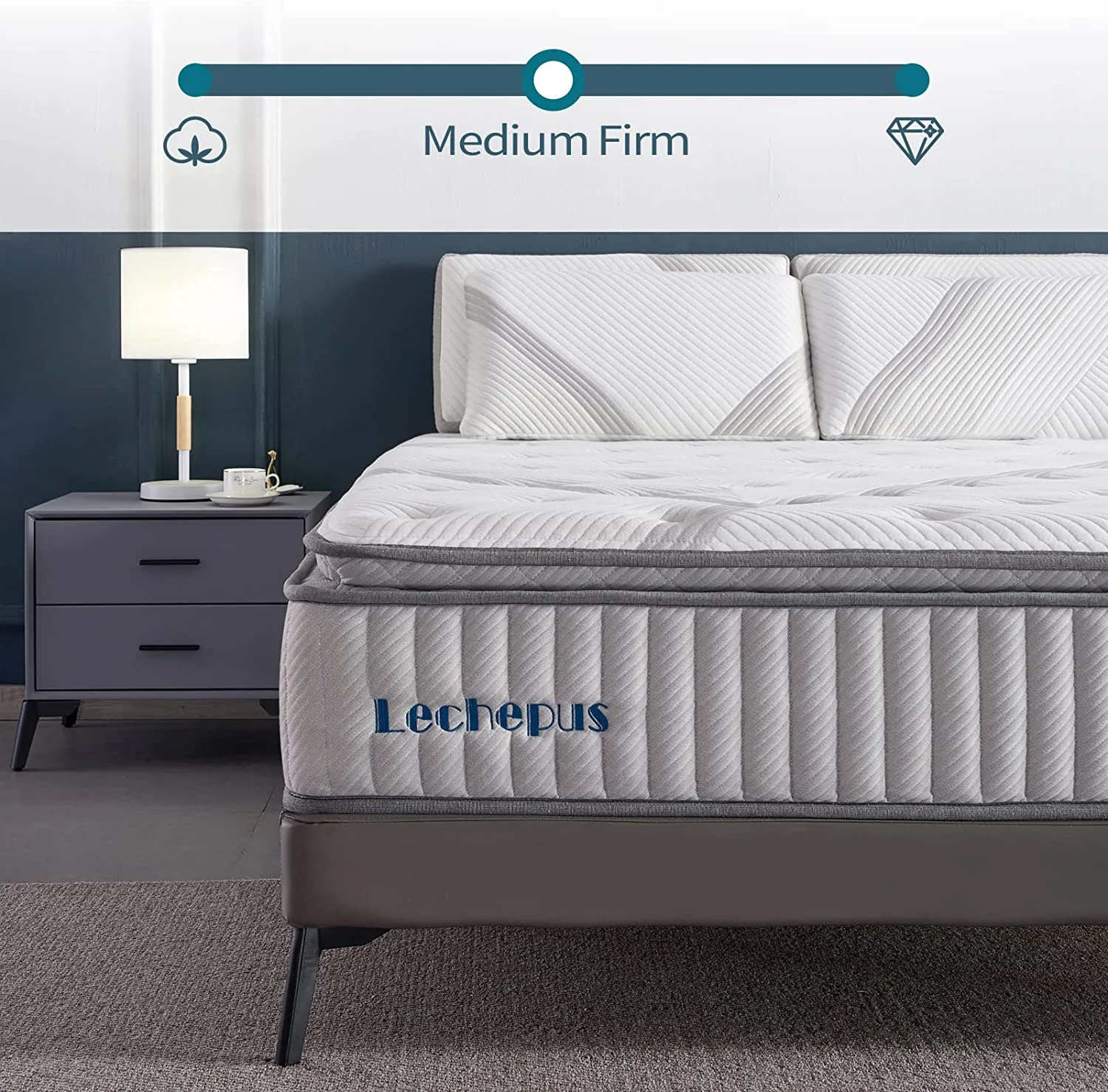 12 Inch Queen Mattress, Lechepus Cool Gel Memory Foam Hybrid Mattress with Pocket Innerspring, Medium Firm Pillow Top Mattresses for Supportive & Pressure Relief