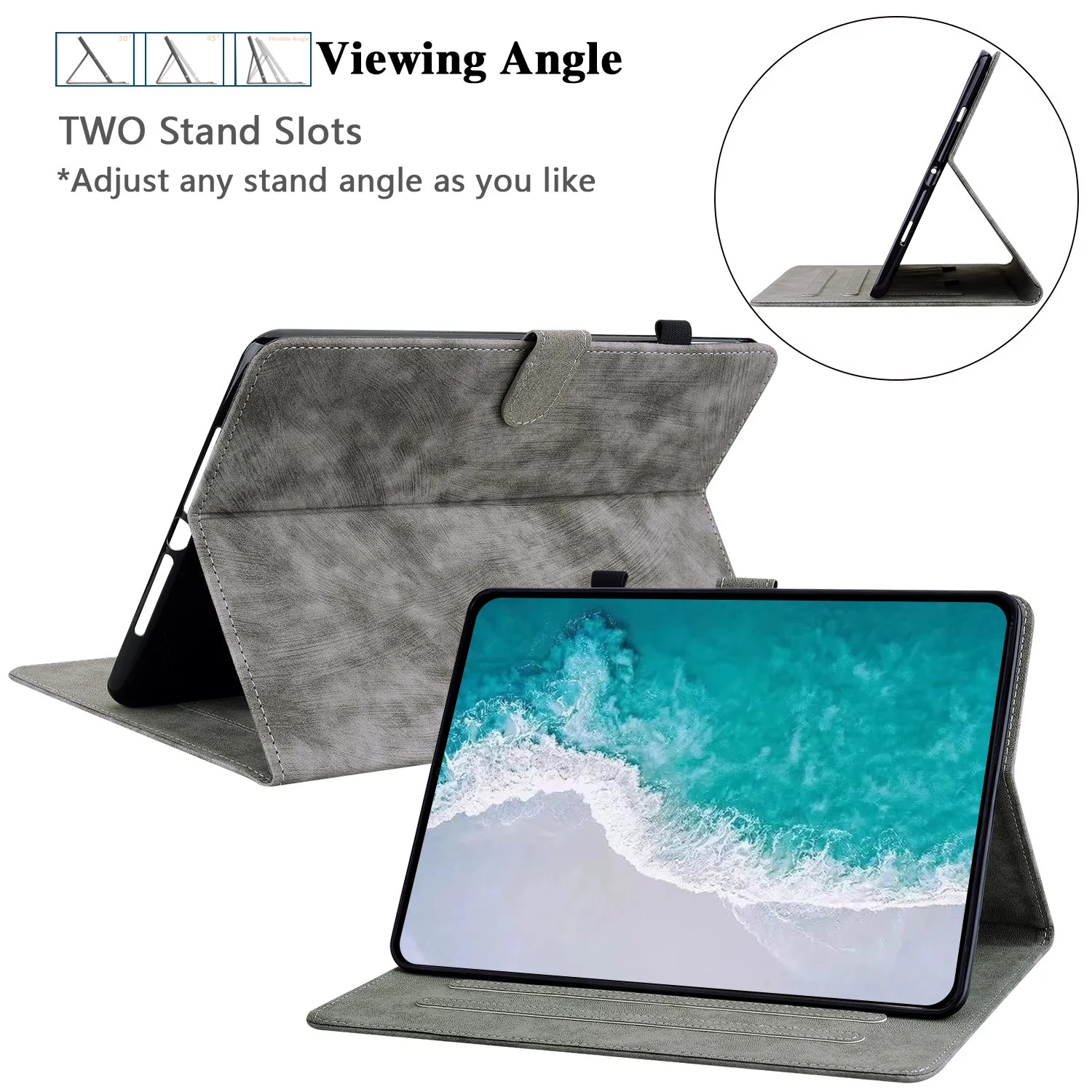 Tablet Protective Case for Samsung Tab A7 Lite, Bracket Tablet Case Adjustable Kickstand Card Slot Tablet Case Shockproof Case Cover for Galaxy Tab 8.7 inch 2021 SM-T225/SM-T220,Gray