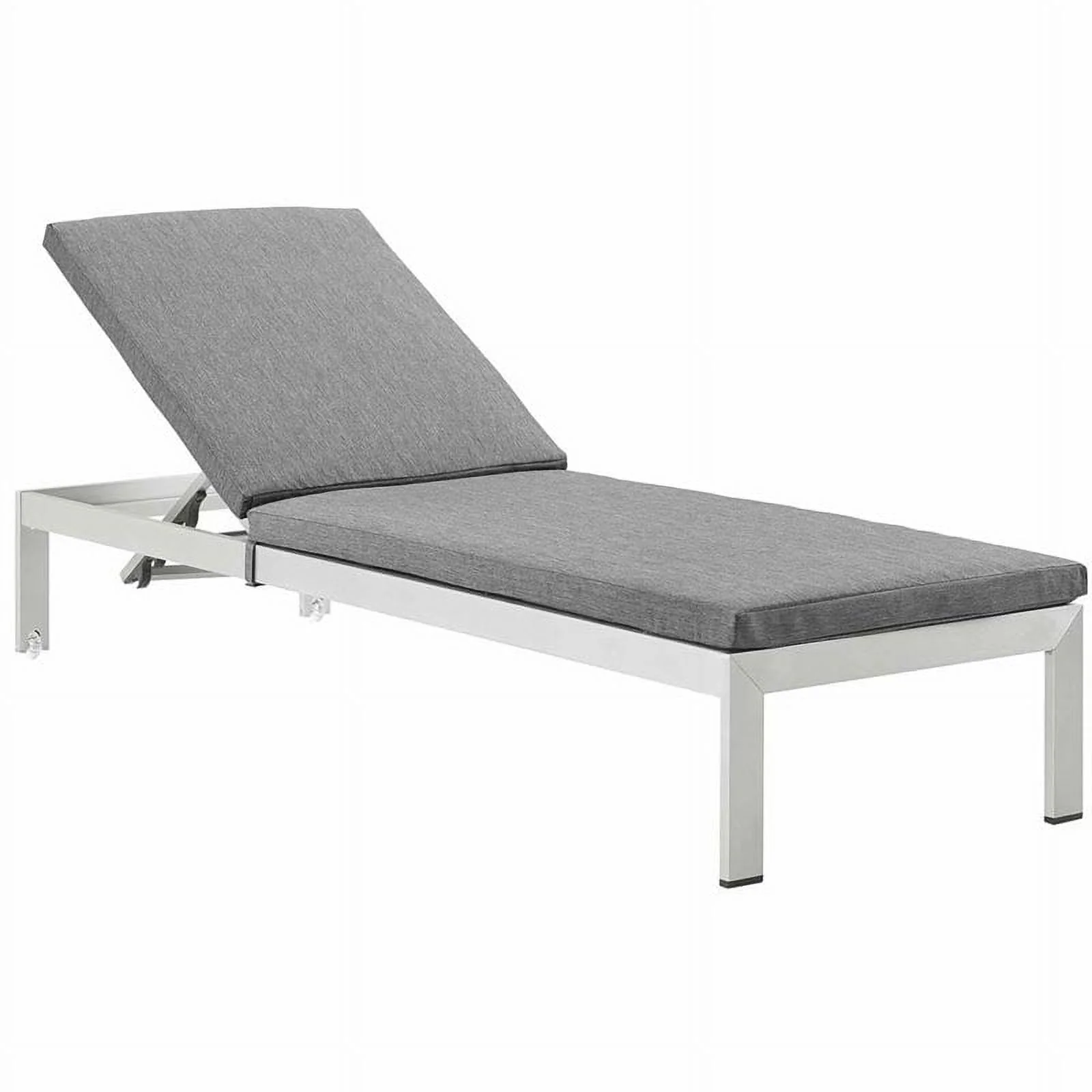 Pemberly Row 3-Piece Modern Aluminum Patio Chaise Lounge Set in Gray