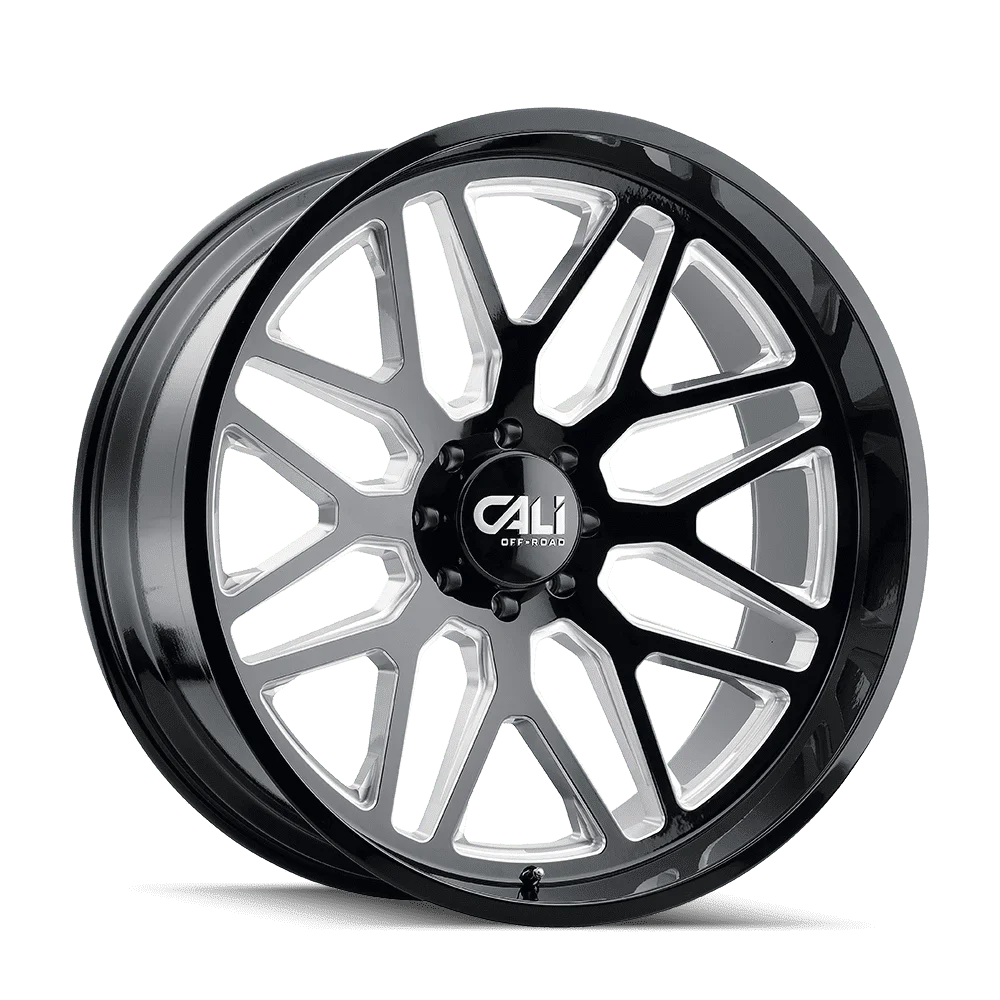 20x10 Cali Off-Road 9115 Invader Gloss Black Milled Spokes Wheel 6x5.5 (-25mm)