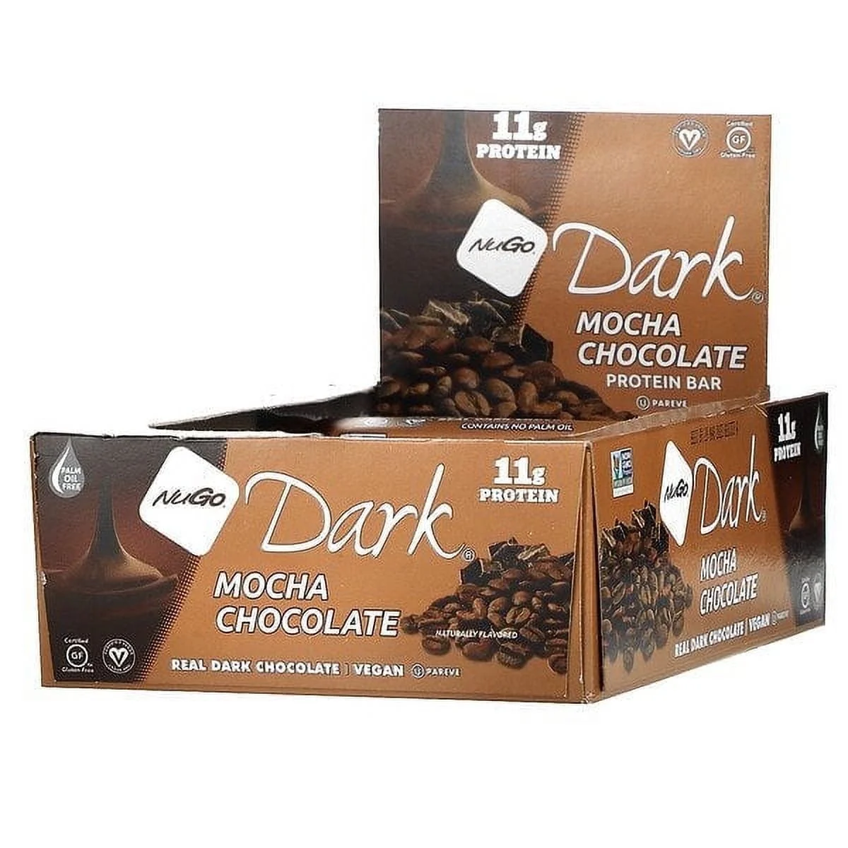 NuGo Nutrition, NuGo Dark, Protein Bars, Mocha Chocolate, 12 Bars, 1.76 oz (50 g) Each Pack of 2