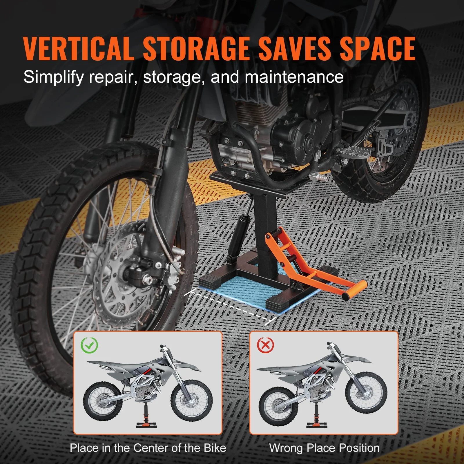 VEVOR Hydraulic Dirt Bike Lift Stand, 440 lbs Capacity, Adjustable Height Motorcycle Jack, Hoist Table for Pit Bike Repair and Maintenance
