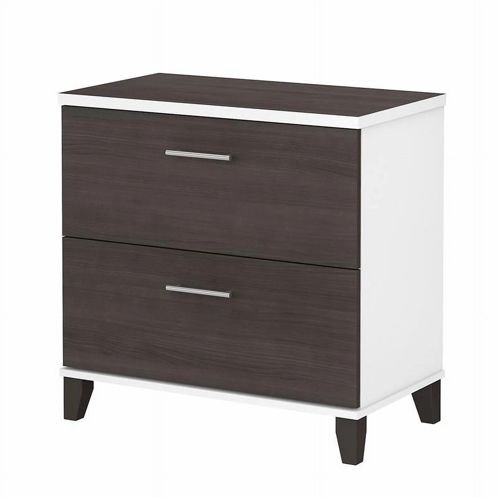 Home Square 2 Piece Wood Lateral Filing Cabinet Set in White and Storm Gray