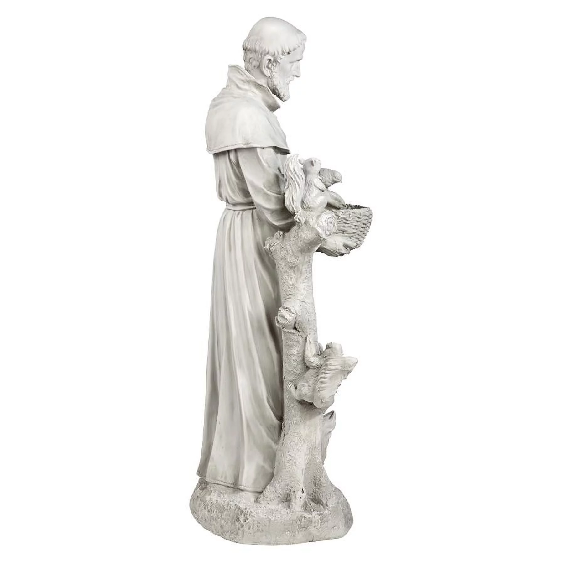 Design Toscano Nature's Nurturer Saint Francis Garden Statue Birdfeeder, Large 37 Inch, Polyresin, Antique Stone