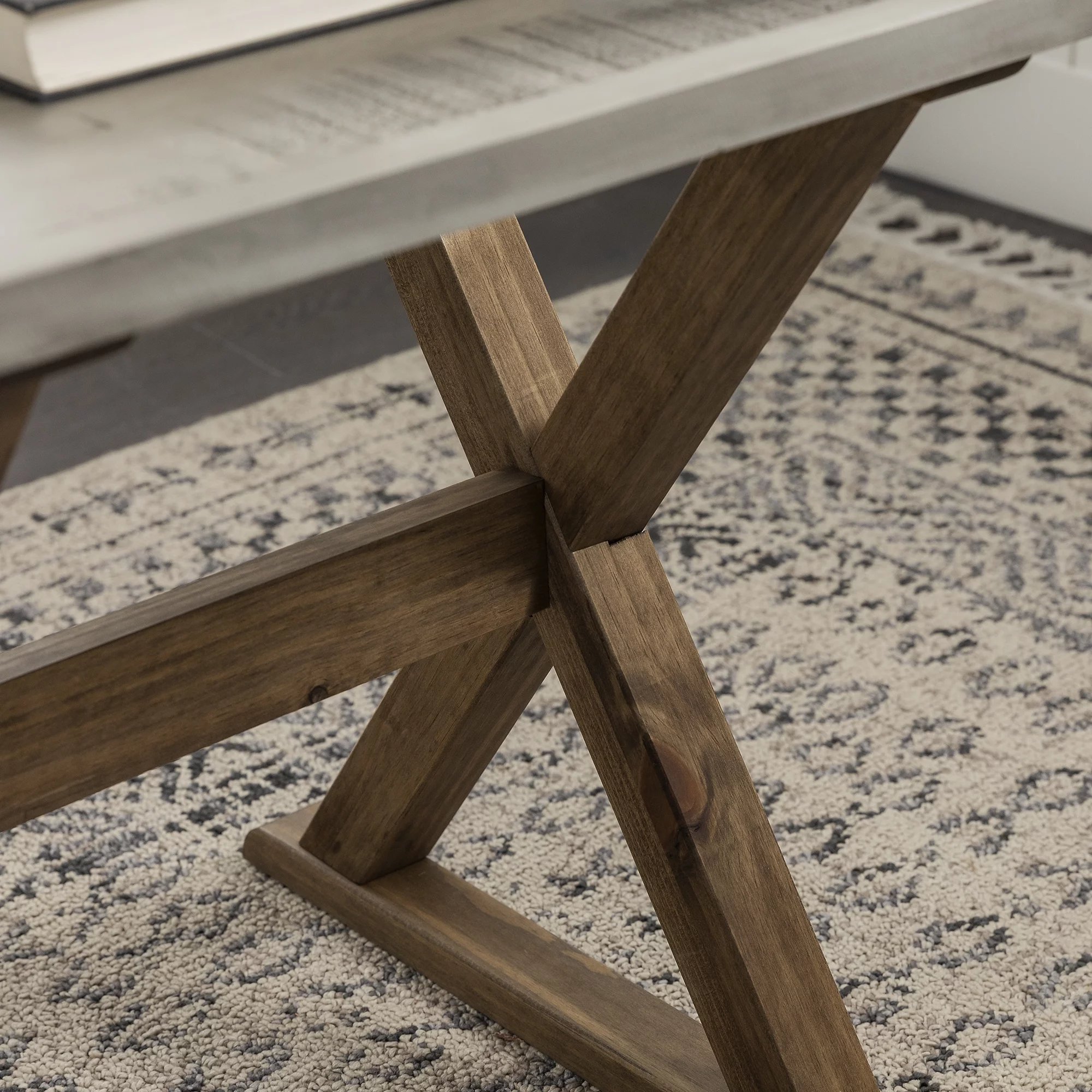 Walker Edison Rustic Farmhouse Distressed Wood Side Table, Set of 2, Grey/Brown