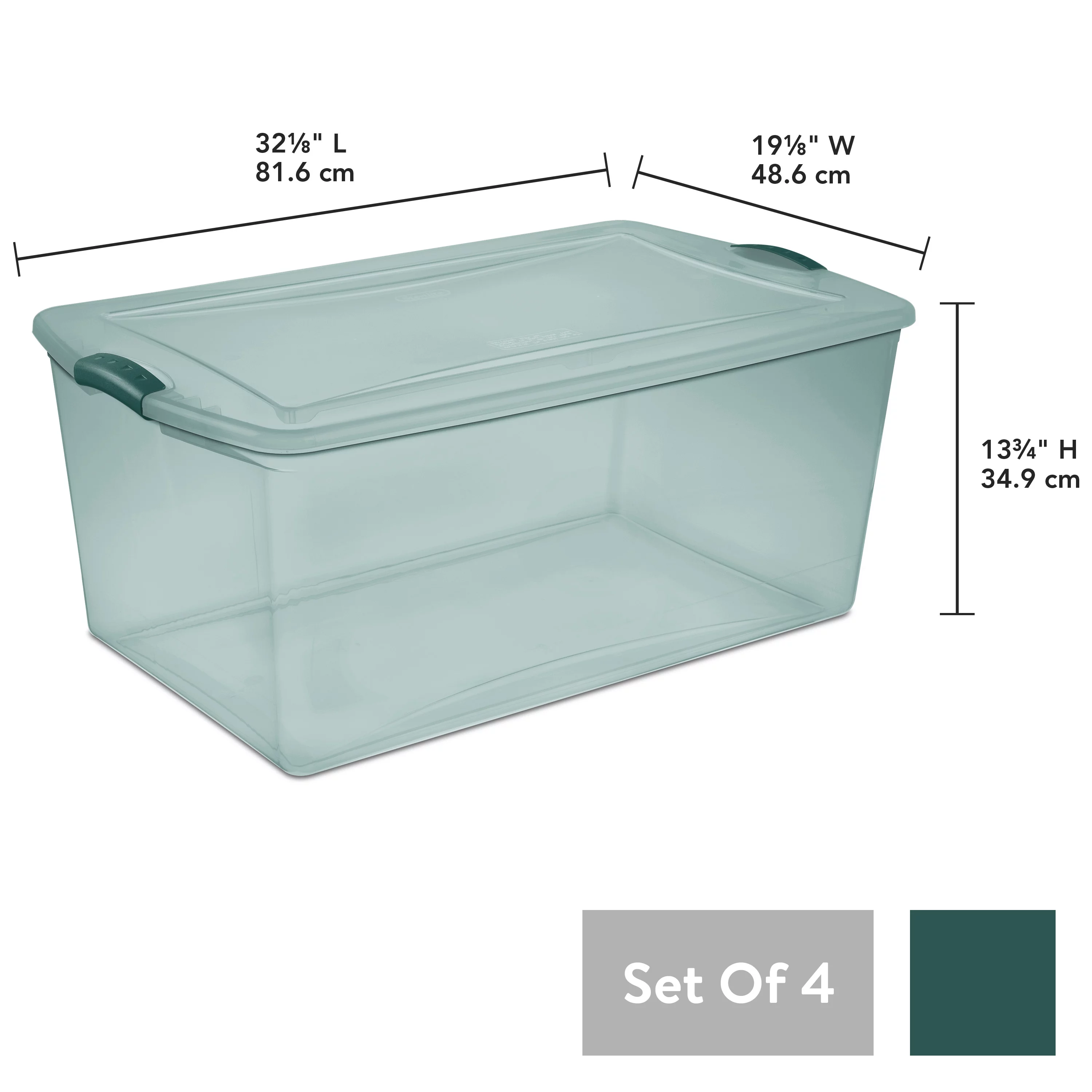 Sterilite 105 Qt. Latch Box Aqua Slate Tint Set of 4