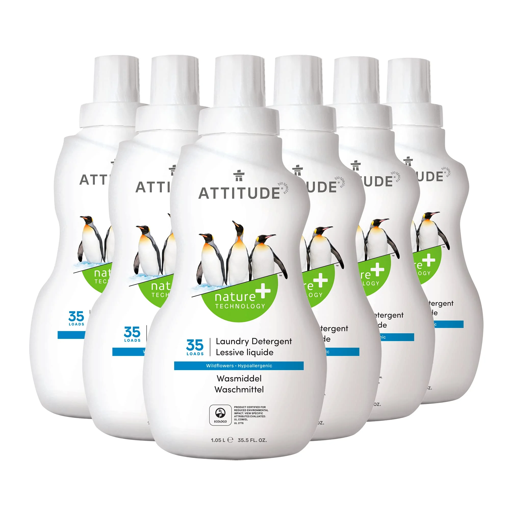 Wildflowers Bliss: Attitude Laundry Detergent - Plant-Based, Cruelty-Free, and Vegan Formula for Washing Machine and Household, 35 Loads, 35.5 Fl Oz (Pack Of 6)