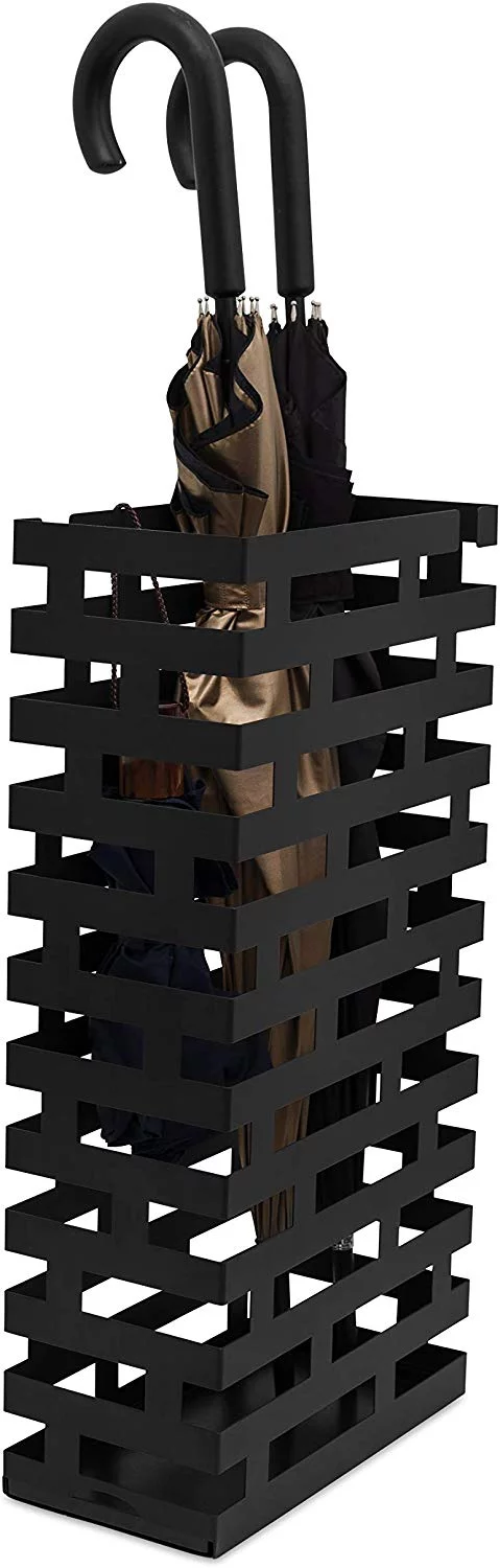 BirdRock Home Umbrella Holder Stand with Removable Water Tray - Line Design - Black