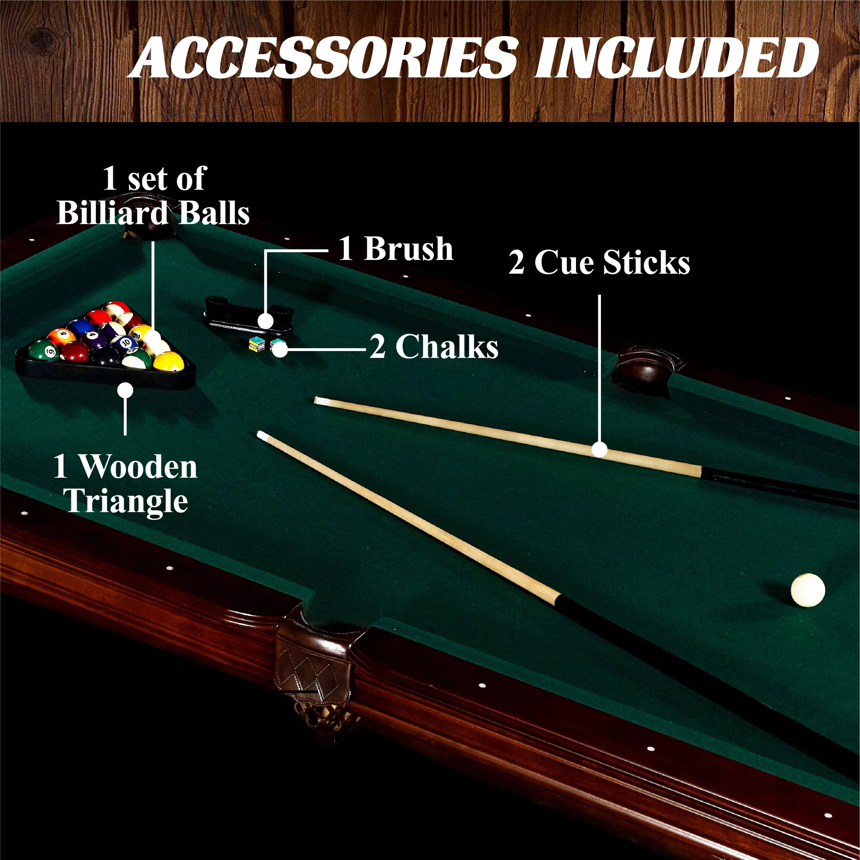Barrington Billiard Hawthorne 100 In. Pool Table, Accessories Included, Brown and Green
