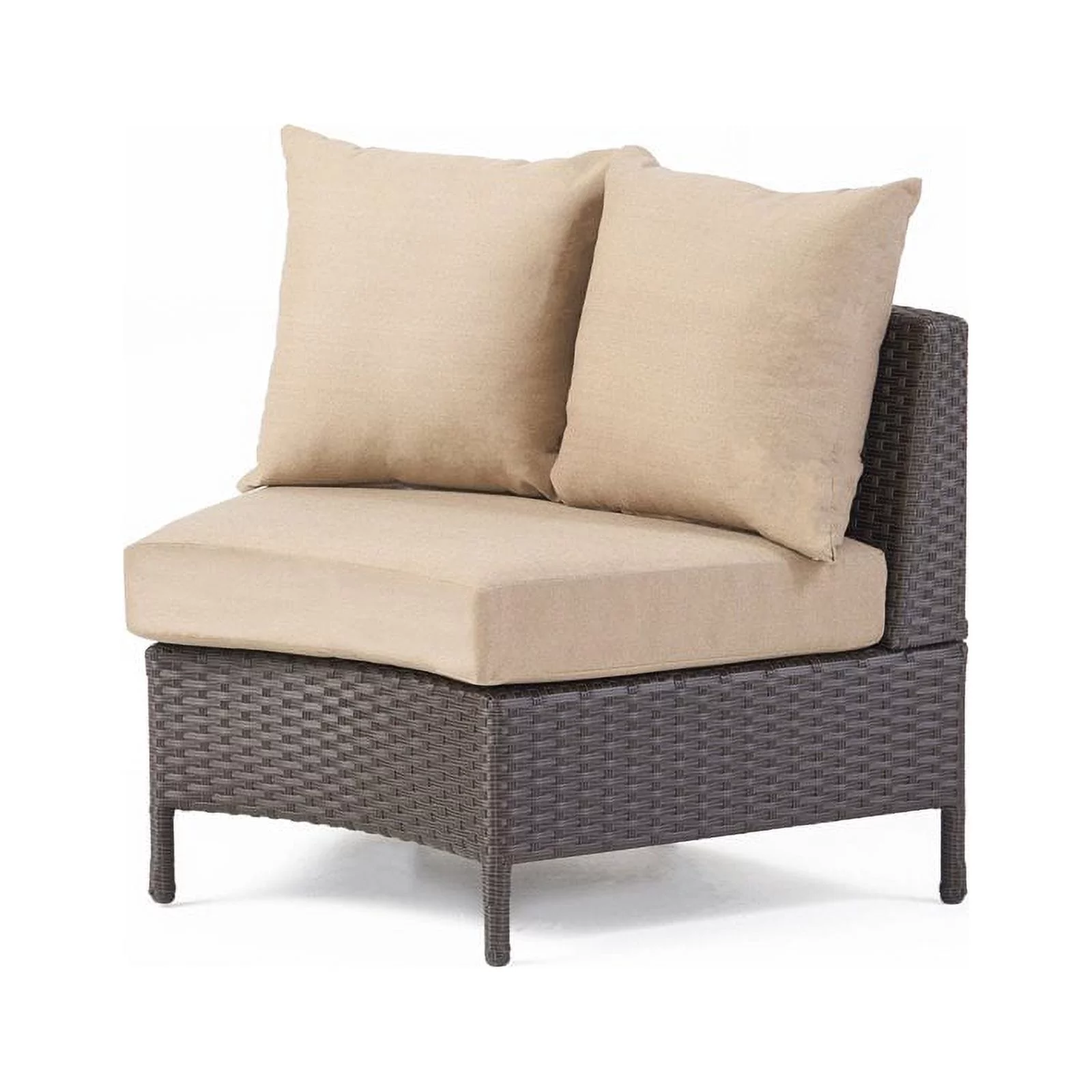 Noble House Newton 8 Seater Round Wicker Sectional Sofa Set Dark Brown/Beige