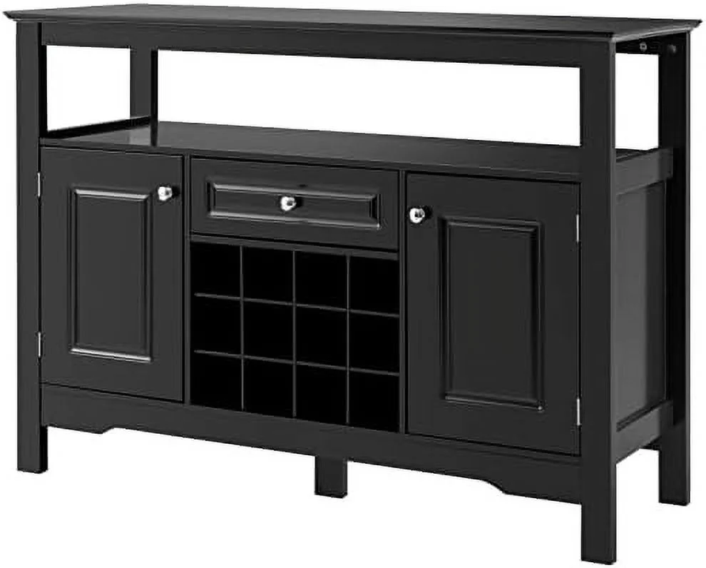 TJUNBOLIFE Kitchen Sideboard Buffet  Cabinet  Coffee  Station with Wine Rack  Shelves  2 Cabinets & Drawer  Wood Accent Modern Console Table for Living Room  Dining Room  Entryway