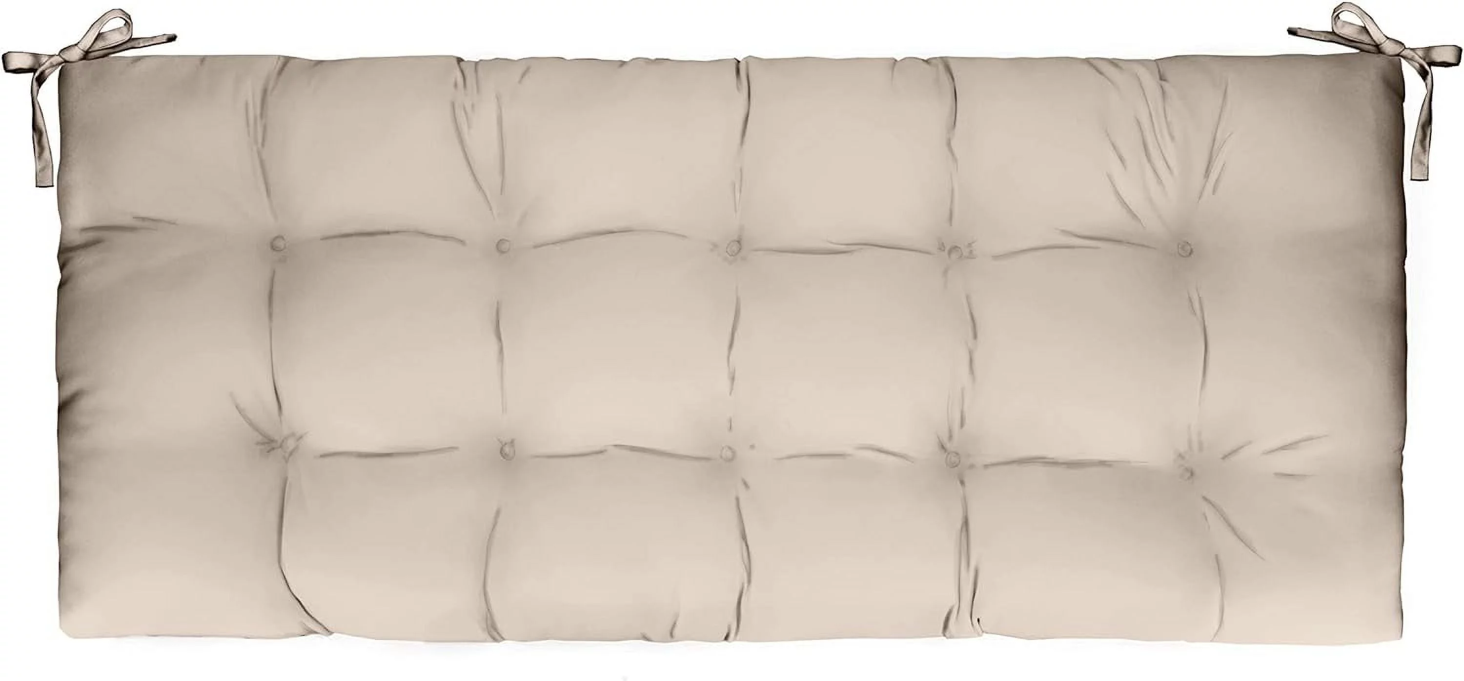 RSH Décor Indoor Outdoor Tufted Bench Cushion With Ties, 44” X 18”, Ivory (Cream, Natural)