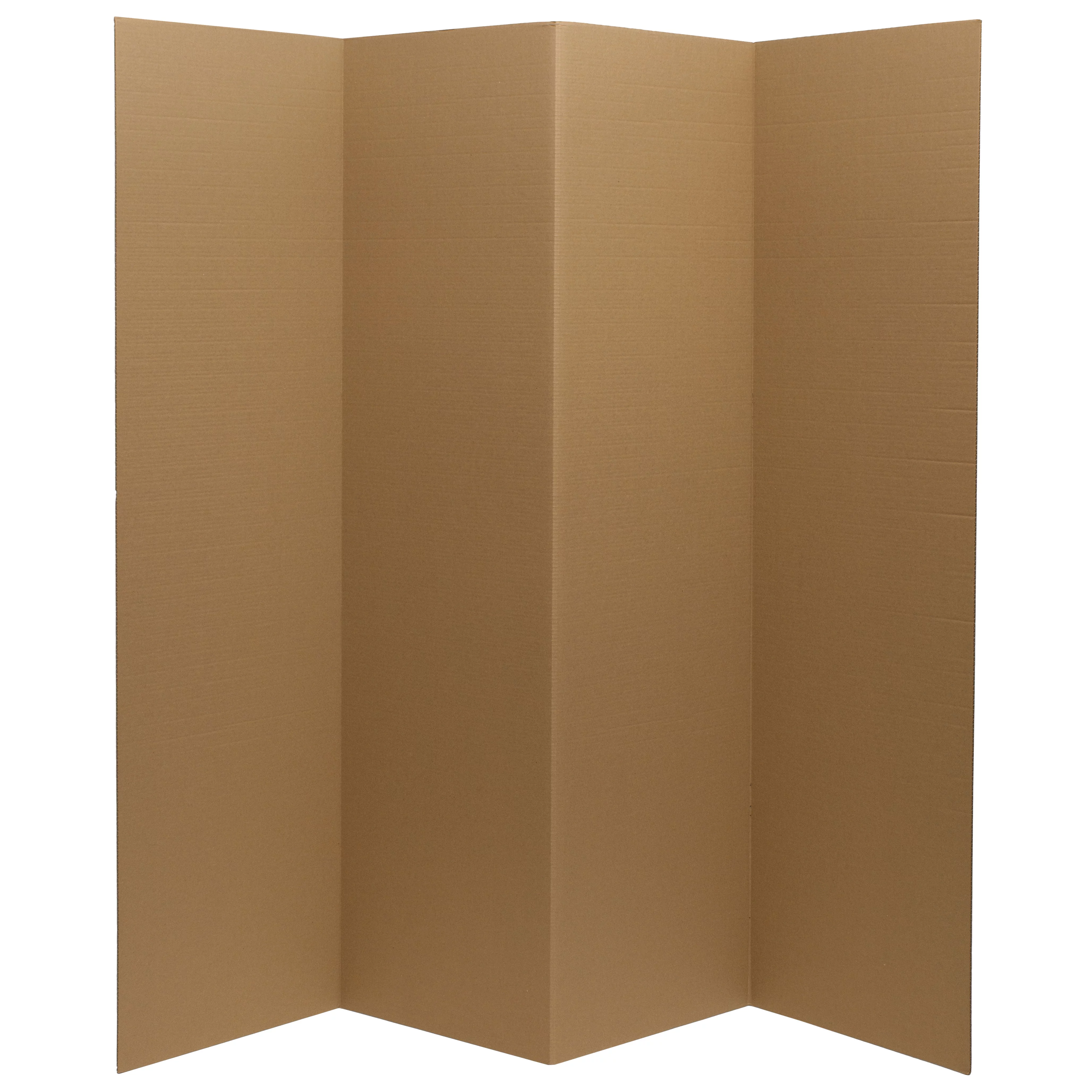 6 ft. Tall Plain Brown Cardboard Privacy Screen Room Divider - 4 Panel