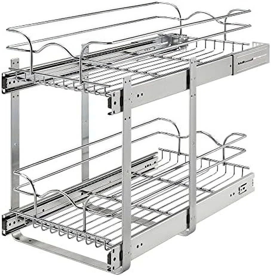 STVBCN 2-Tier Kitchen Cabinet Pull Out  and Drawer Organizer Slide Out Pantry  Basket in Multiple Sizes  12 x 18 In  5WB2-1218CR-1