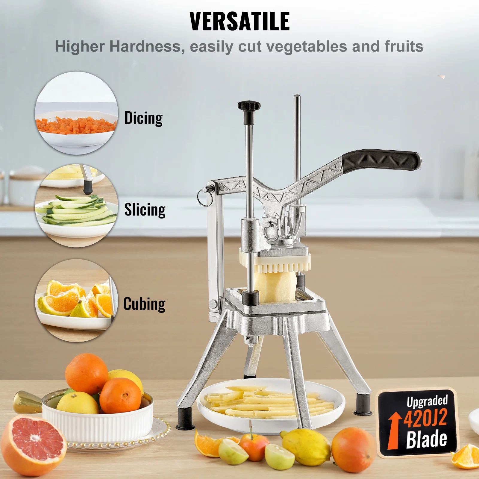 SKYSHALO Commercial Vegetable Chopper French Fry Cutter Potato Slicer Fruit Chopper, Super Value Set of Suction Feet