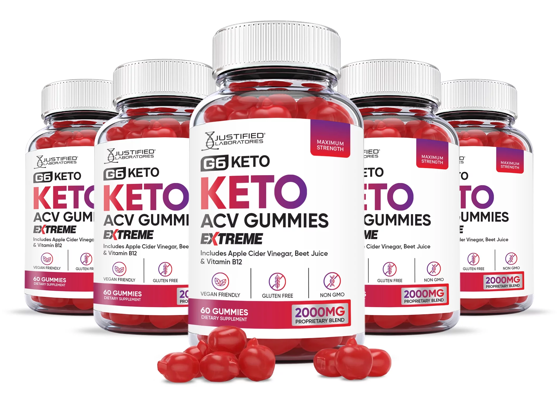 (5 Pack) G6 Keto Extreme ACV Gummies 2000mg Dietary Supplement 300 Gummys