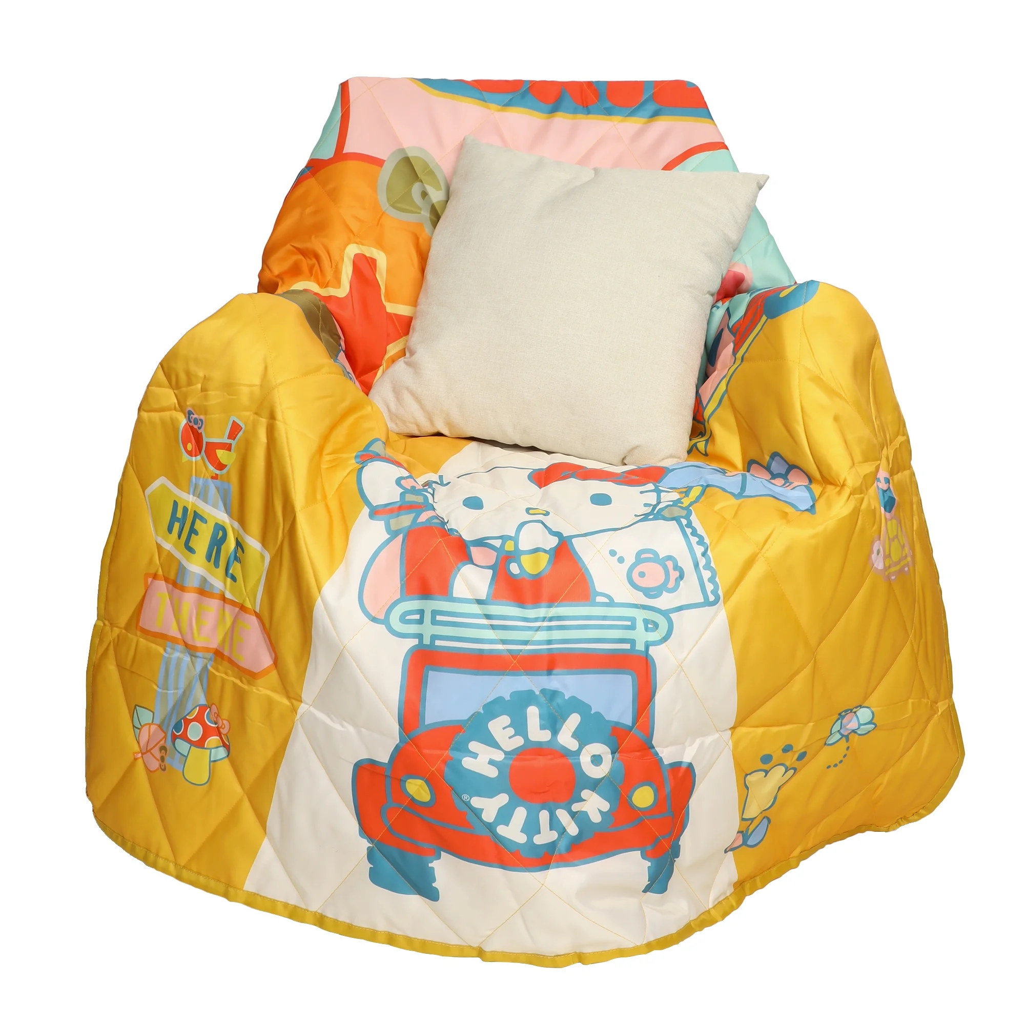 Hello Kitty Off To Camp Waterproof Quilted Camping Throw Blanket