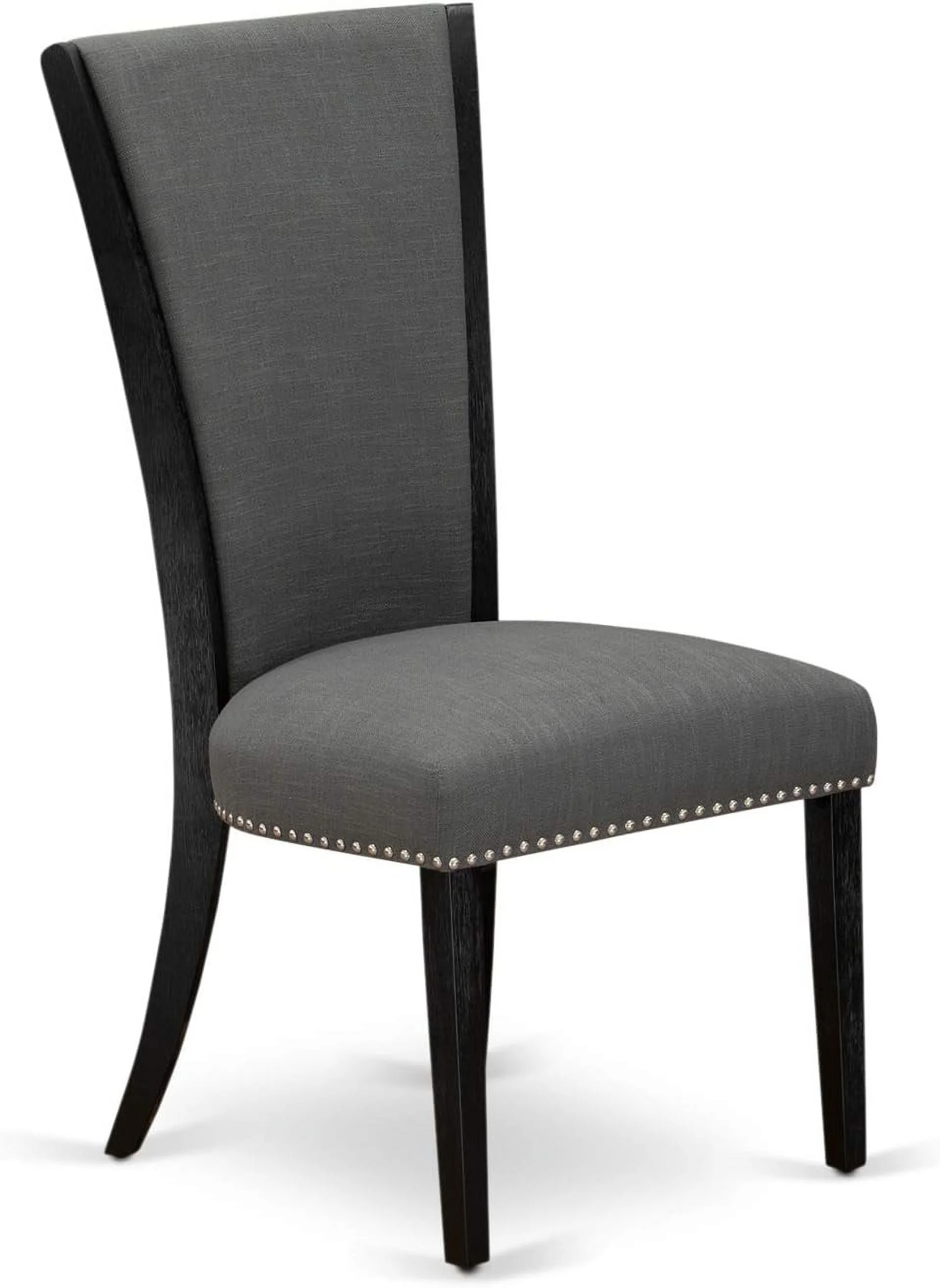 modern dining chairs - set of 2 with nailhead trim and linen fabric - easy assembly