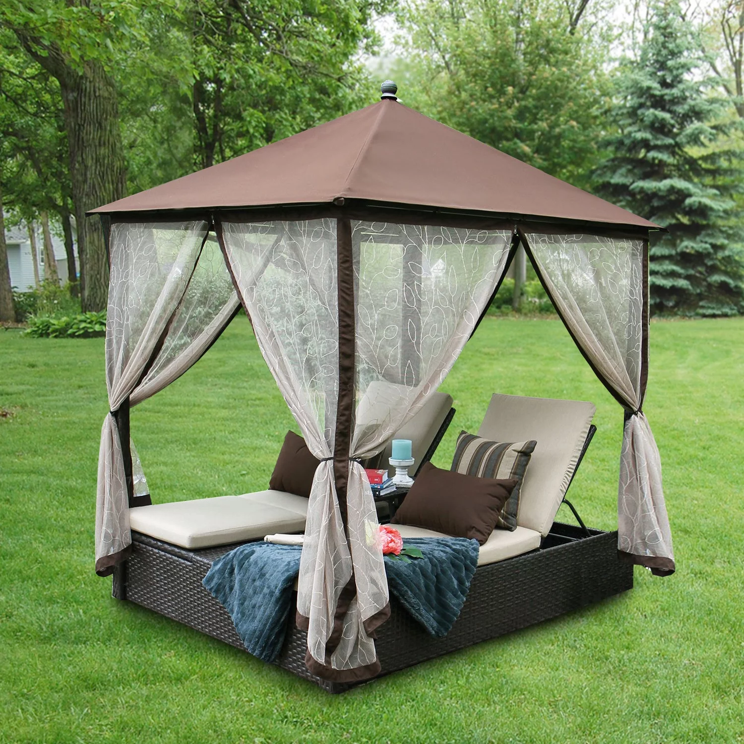 Garden Winds Replacement Canopy Top for Arden Lounge Gazebo - Riplock 350 - BEIGE