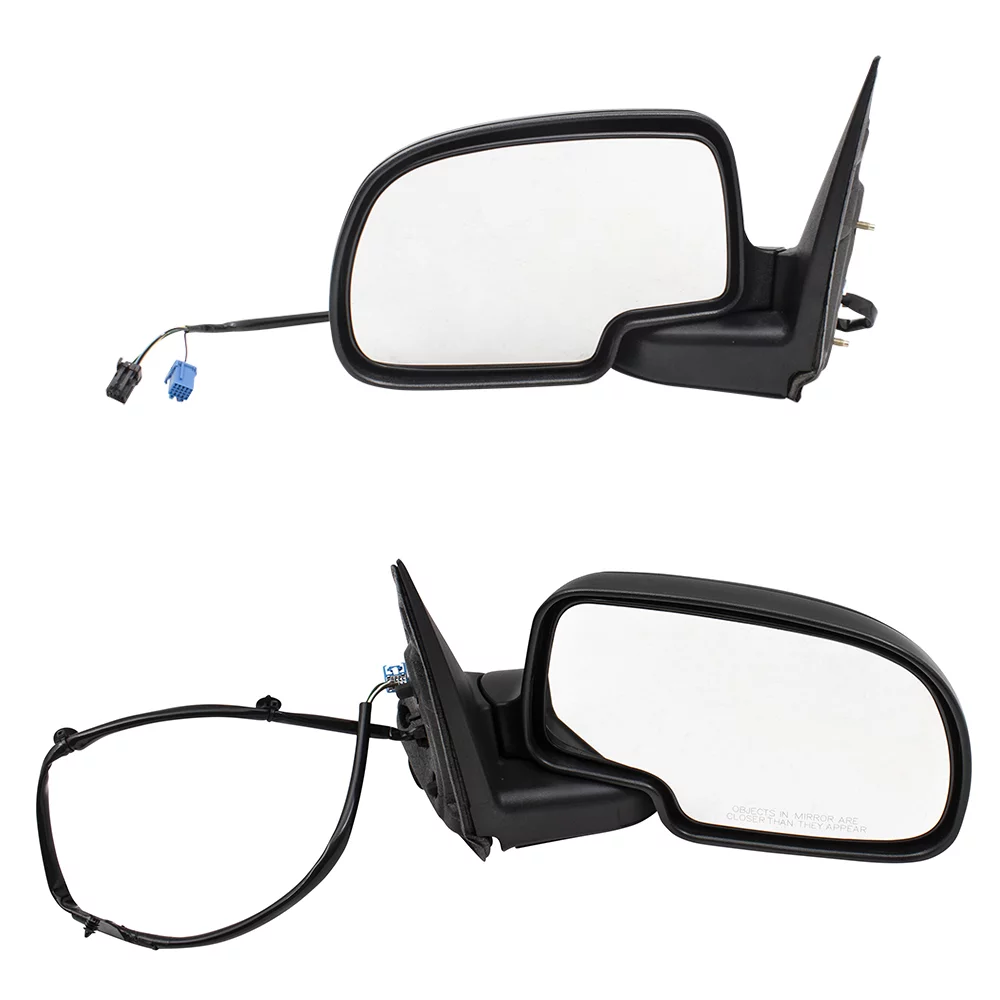 Brock Replacement Set Power Side Door Mirrors Heated Textured Cover Compatible with 2003-2006 Silverado Sierra 2007 Classic Pickup Truck