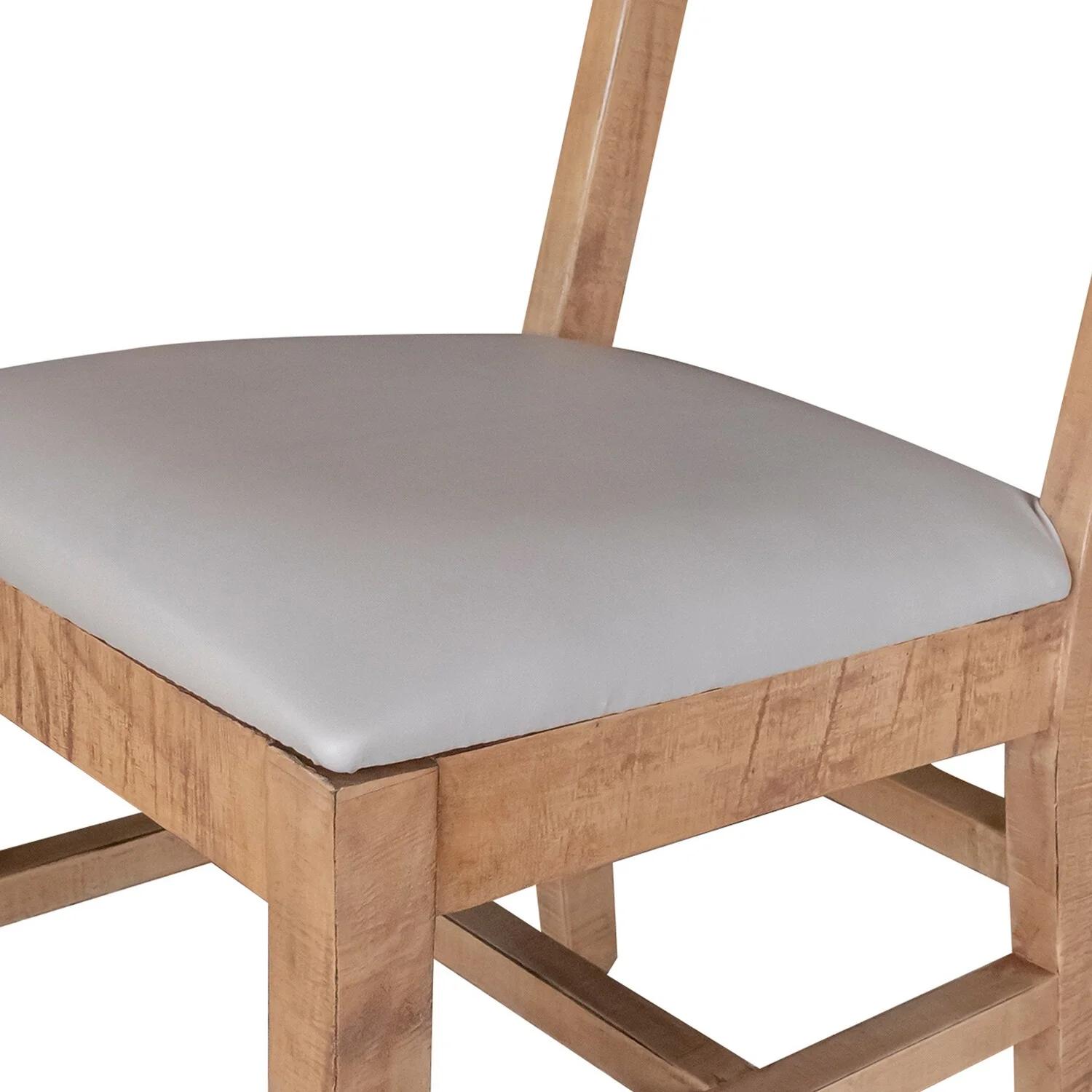 Benjara BM307376 19 in. Dome Mango Wood & Faux Leather Dining Chair, Gray & Brown - Set of 2