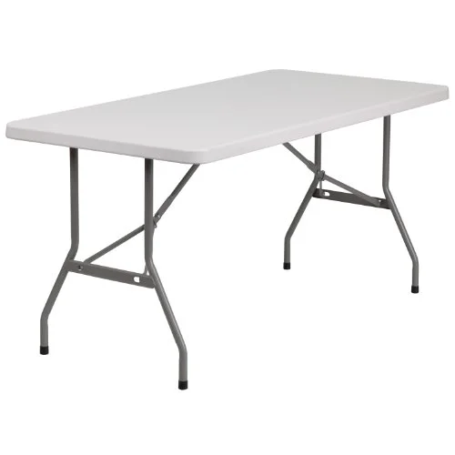 EMMA + OLIVER 5-Foot Granite White Plastic Folding Table - Banquet/Event Folding Table