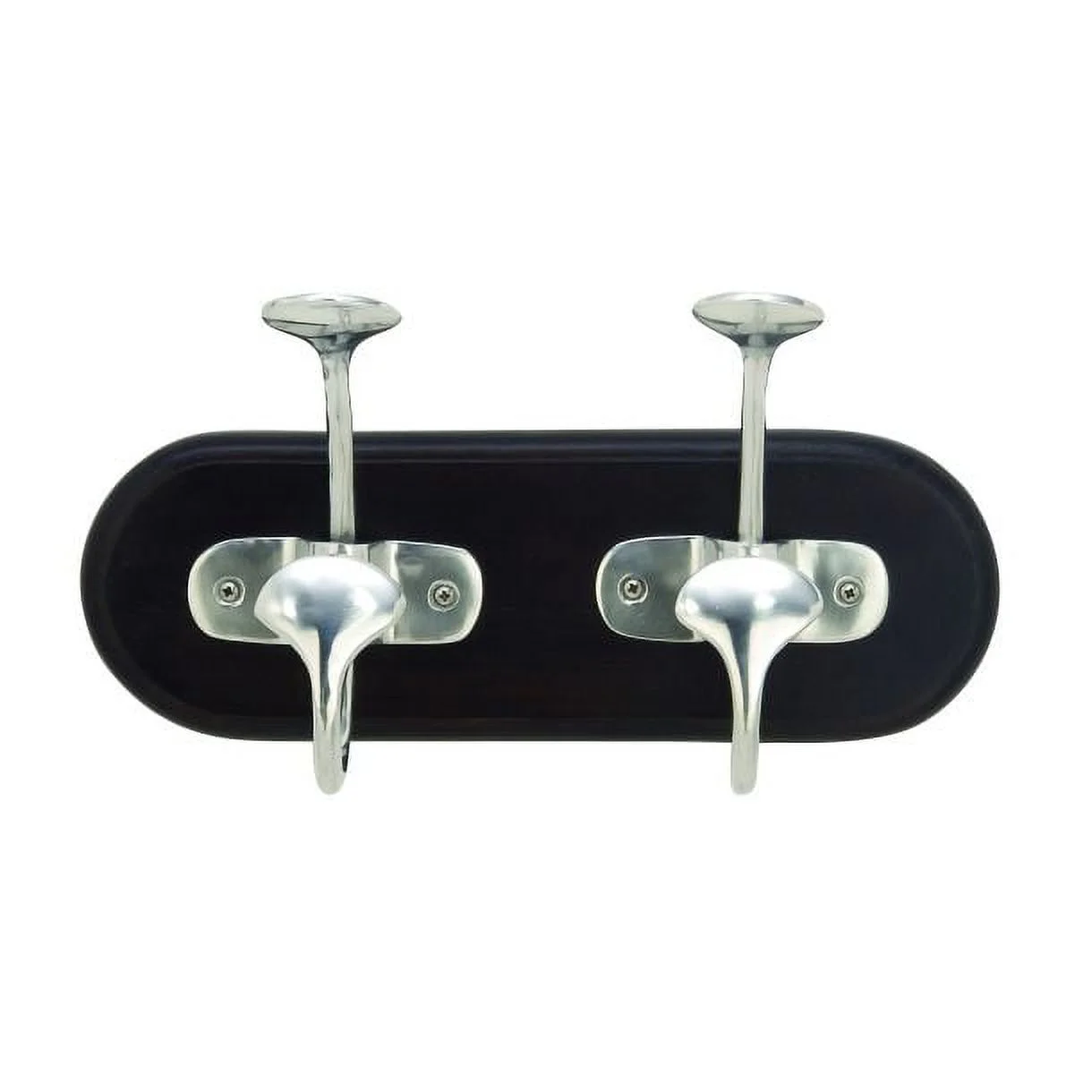 Decmode Contemporary 7 X 13 Inch Smoothed Aluminum And Mango Wood Oval Wall Hook, Brown