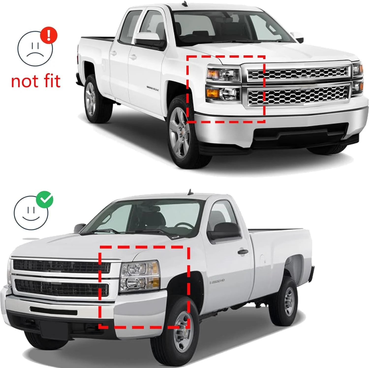 Yellow Housing Headlight Assembly compatibel with 2007-2013 Chevy Silverado 1500, 07-14 Silverado 2500HD 3500 Headlights Headlamp Replacement Pair, Clear Side