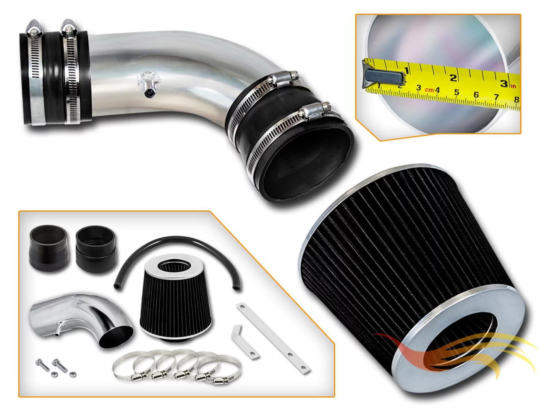Rtunes Racing Short Ram Air Intake Kit + Filter Combo BLACK Compatible For 04-07 Pontiac Grand Prix V8 5.3L â€¦