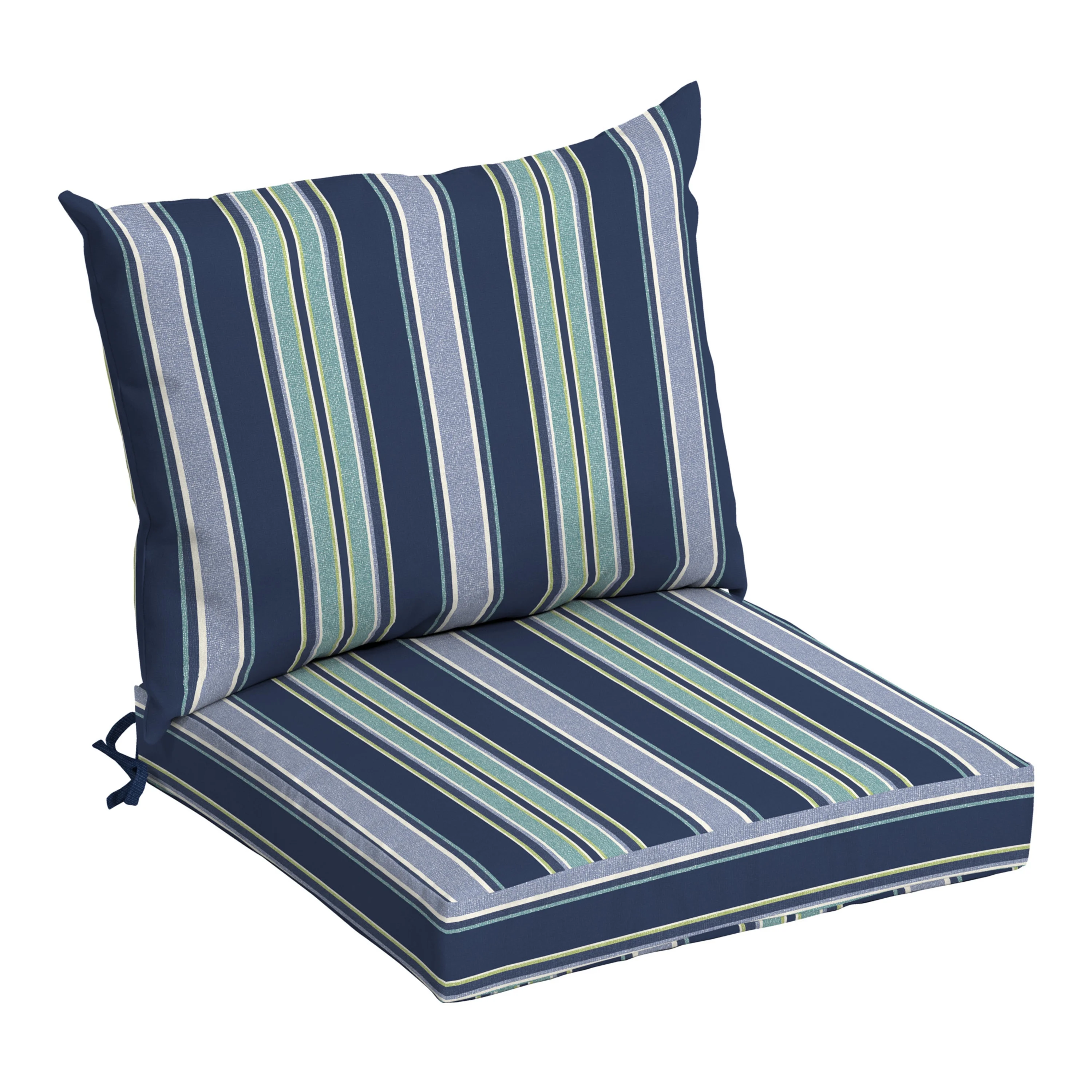 Arden Selections Outdoor Dining Chair Cushion Set 21 x 21, Sapphire Aurora Blue Stripe