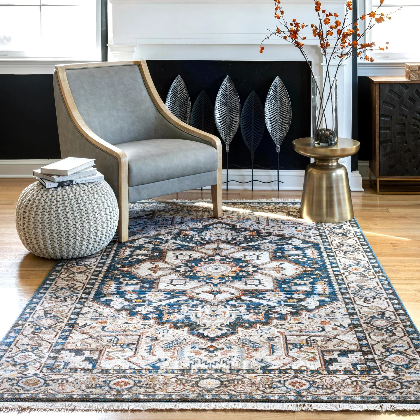 nuLOOM Nina Distressed Medallion Area Rug, 8' x 10', Blue