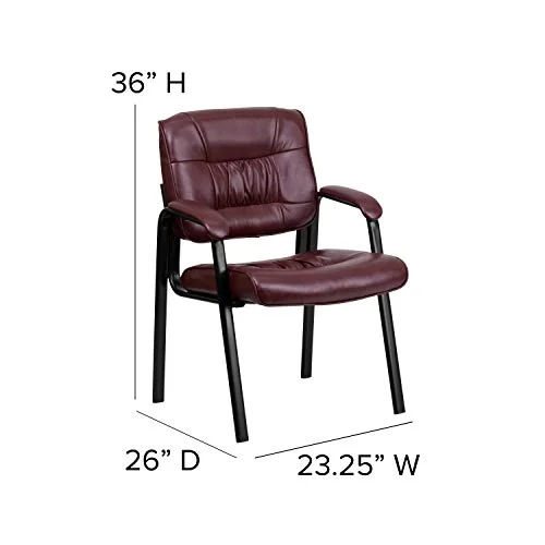 EMMA + OLIVER Burgundy LeatherSoft Executive Reception Chair with Black Metal Frame