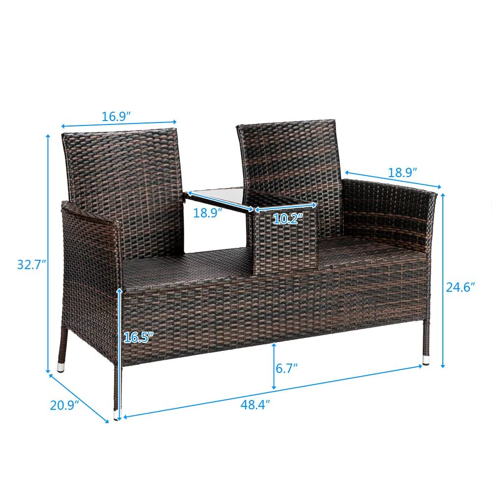 BaytoCare Patio Home Rattan Chat Set, Brown Gradient