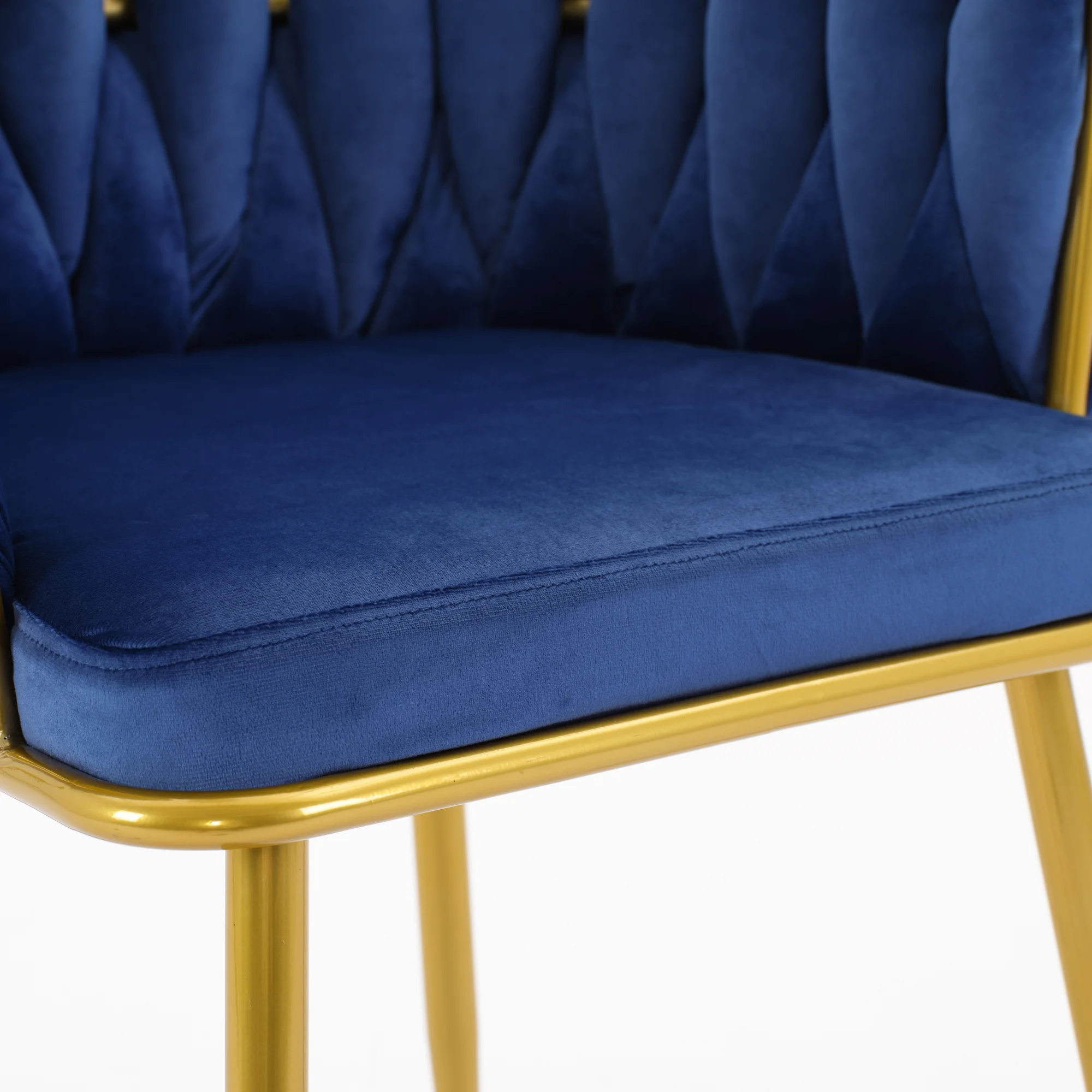 Living Room Chairs,Velvet Makeup Vanity Chair with Back Arm Modern Bedroom Accent Chair Elegant Comfy Single upholstered Chair with Gold Metal Legs (blue,2 set)