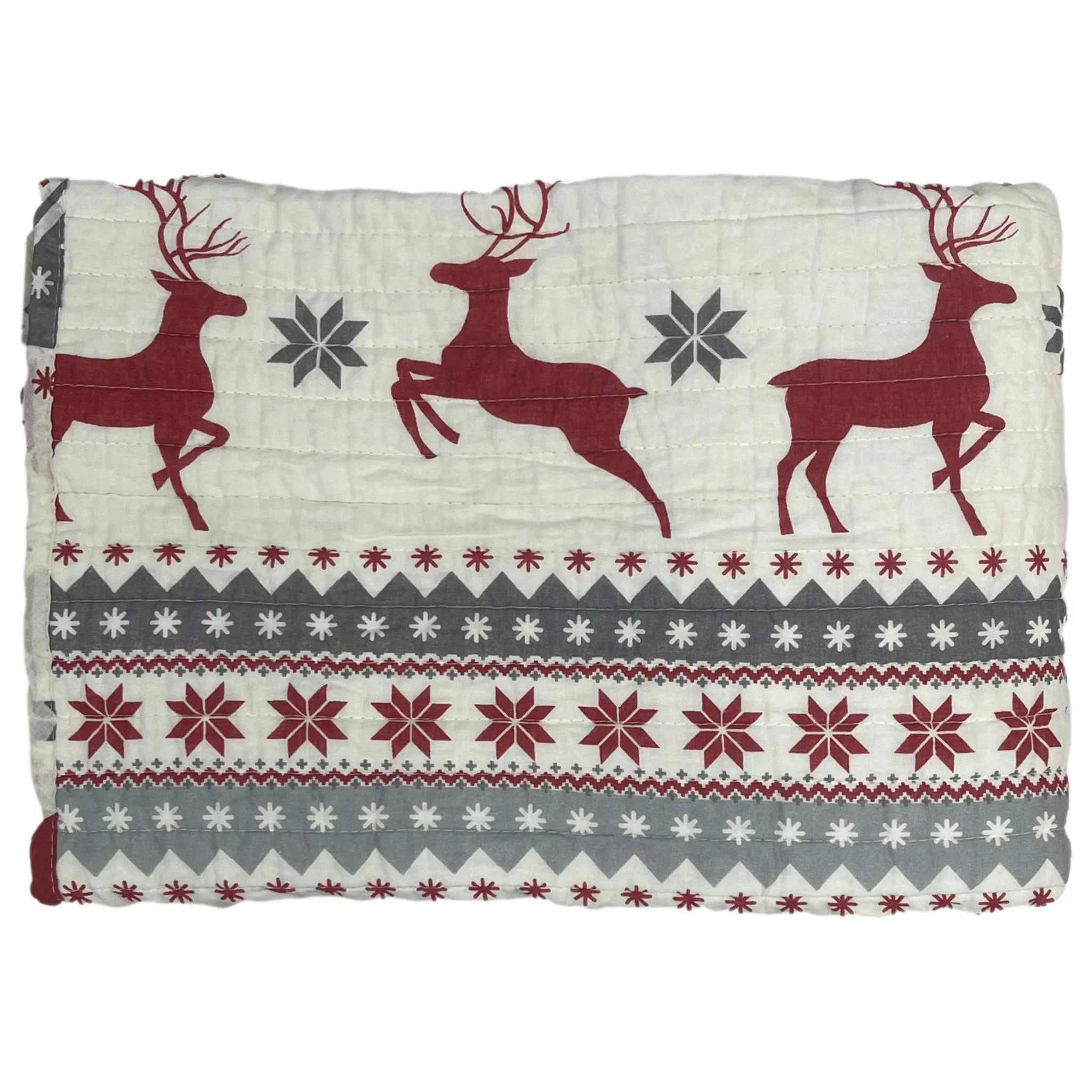 Levtex Home Nordic Fairisle Christmas Quilted Throw Blanket, 50x60 Reversible