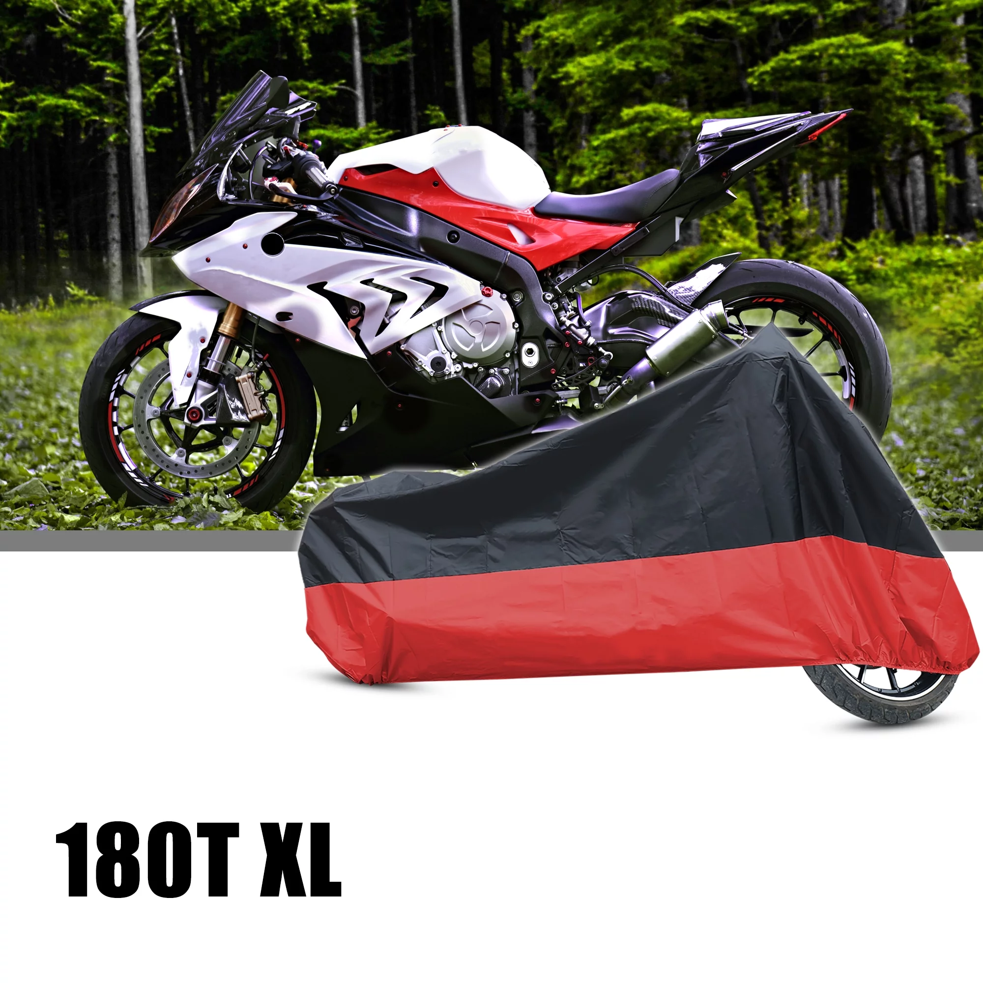 REGALWOVEN Motorcycle Cover Custom for BMW S1000RR 09-13 Waterproof XL 180T Rain Dust Black Red1 Prices